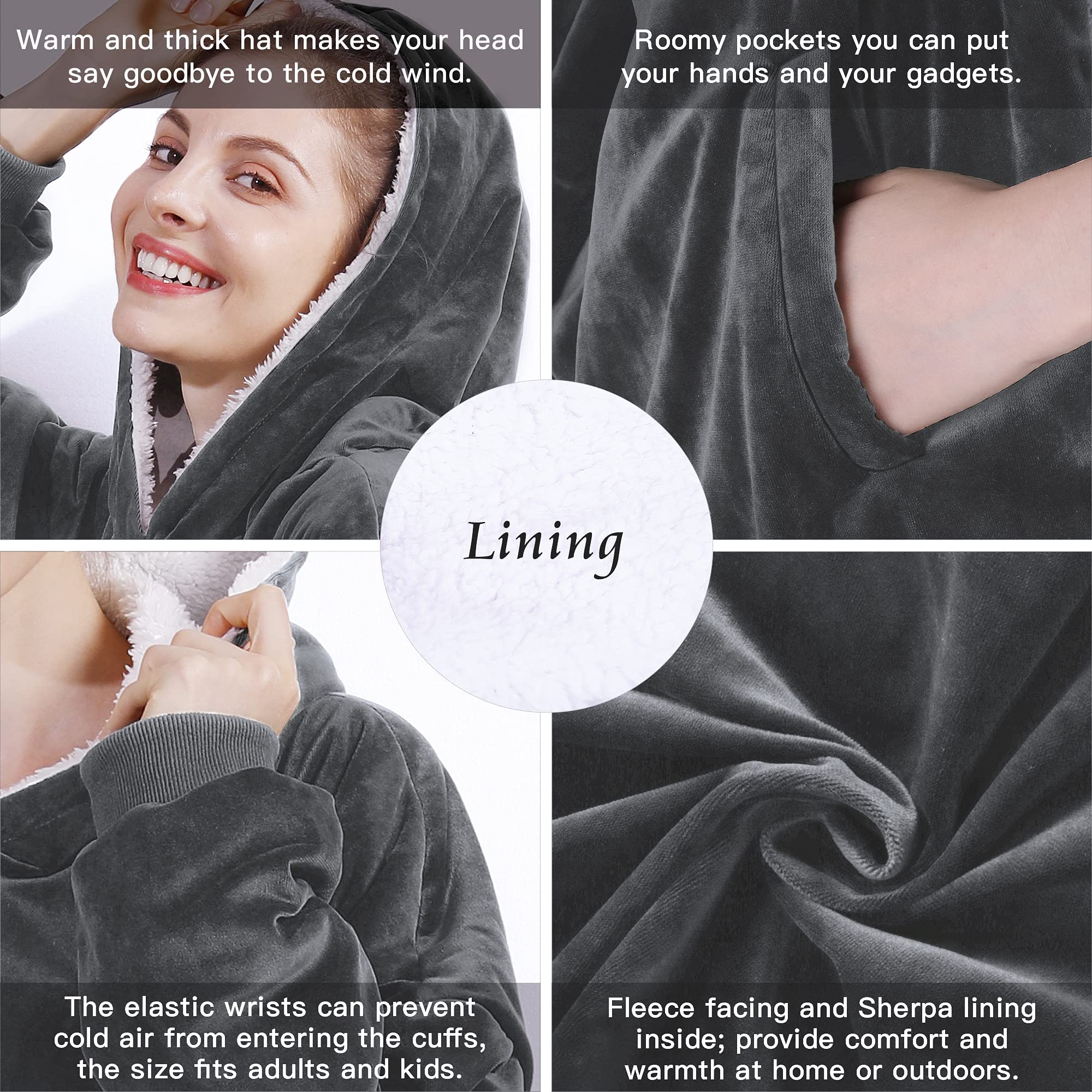 Cozy AmyHomie Sherpa Hooded Blanket Sweatshirt - Oversized Wearable Fleece Hoodie for Women, Men & Kids | Perfect for Lounging, Netflix Nights & Outdoor Camping