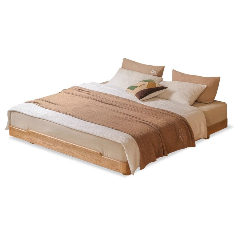 Natural Wood Color Oak Platform Bed