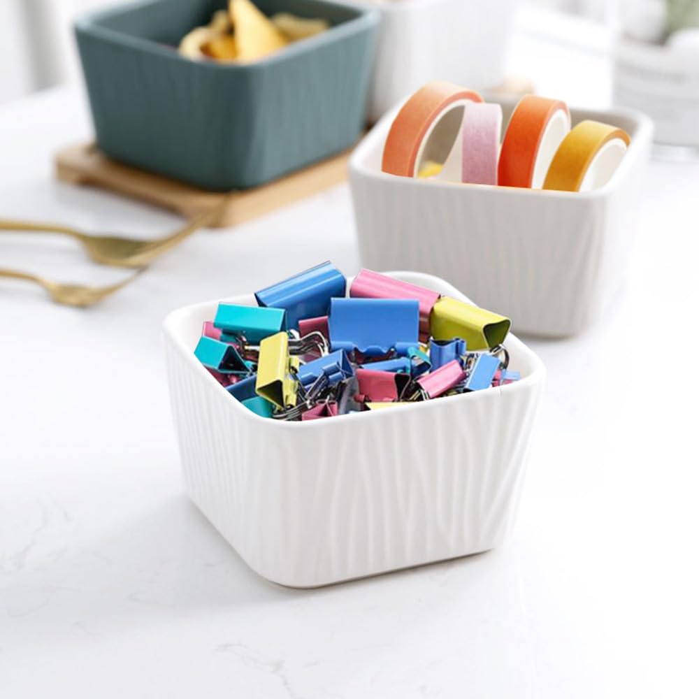 Cute White Paper Clip Holder for Desk - Bobby Pin & Hair Clip Organizer - Office & Home Desktop Dispenser for Binder Clips - Perfect for Office Organization & Craft Room Storage