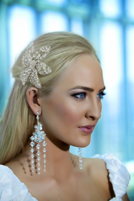 Kezani Sarah Dazzling Statement Crystal Earrings for Women - Elegant Party & Wedding Jewelry Gift