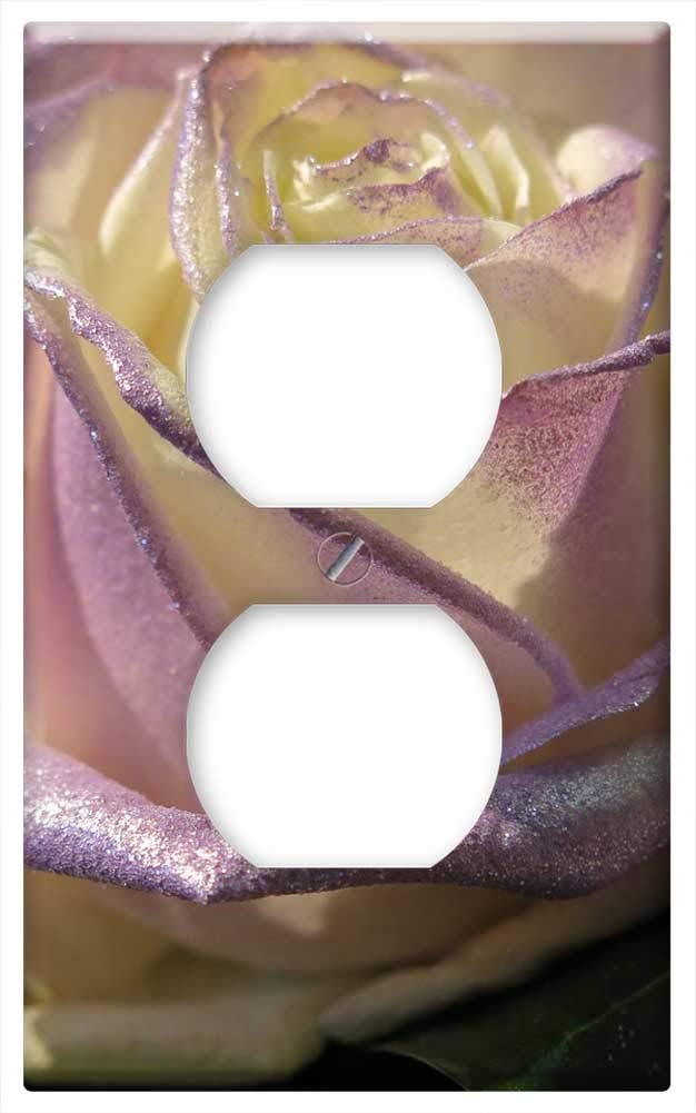 Decorative Switch Plate Outlet Cover - Rose White Lilac Floral Design for Home Decor | Perfect for Bedroom, Living Room & Office Aesthetic Upgrade