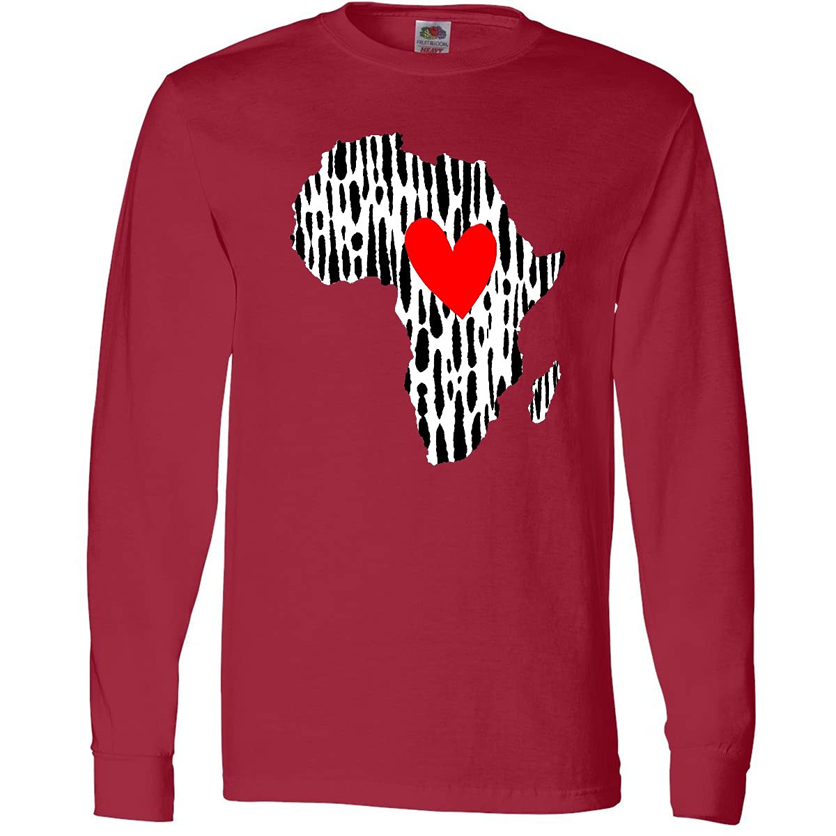 Inktastic Black History Month African Heart Print Long Sleeve T-Shirt - Celebrate Heritage & Pride for Men & Women - Perfect for Cultural Events & Everyday Wear