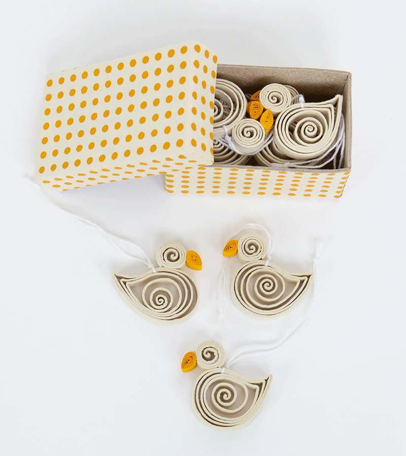 Set of 10 Handmade Quilled Paper Chicken Decorations in Gift Box - Unique AfroArt Home Decor for Wall Display, Table Centerpiece, and Party Favors