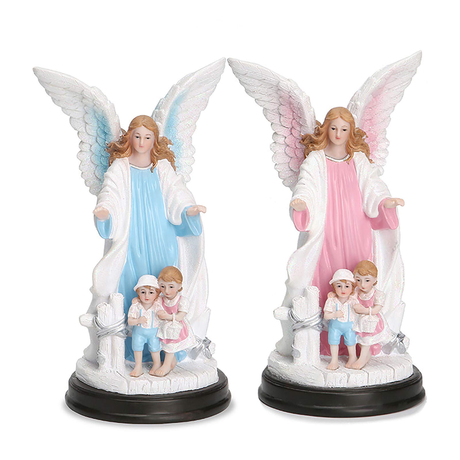 Blue Angel Girl Resin Sculpture - Handcrafted Archangel Desktop Decoration for Home & Office, Heart-Shaped Glass Bulb Ornament (12-Piece Color Mixing Set) | Perfect for Christmas Decor, Gift Giving & Spiritual Spaces