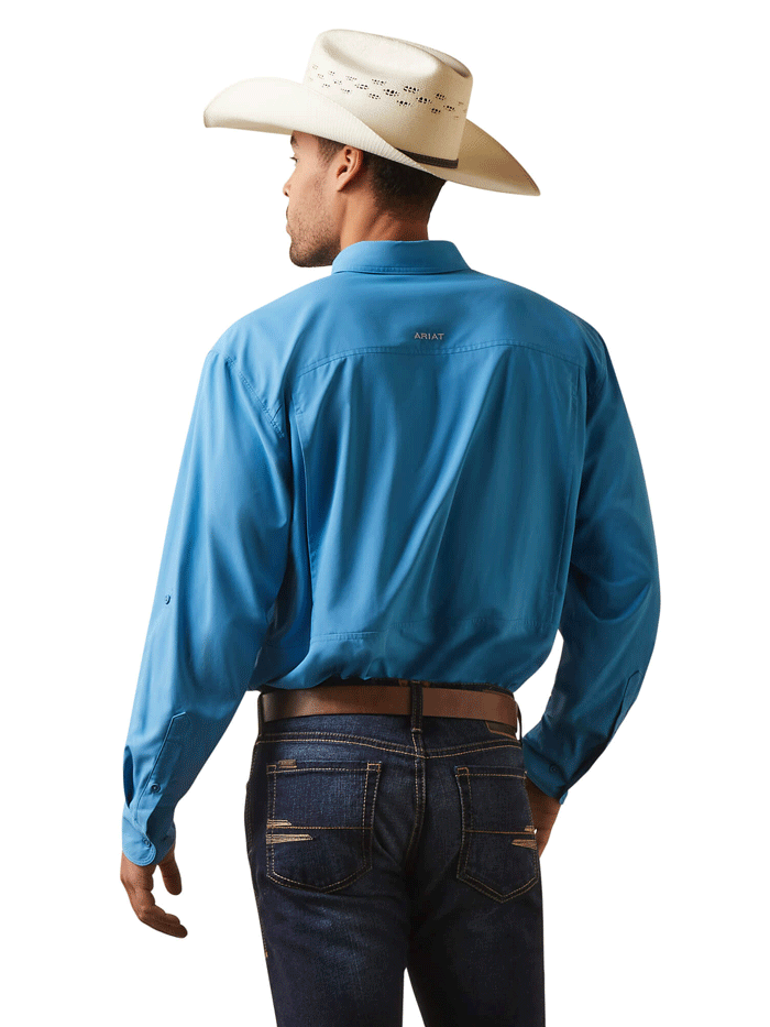 Ariat Men's VentTEK Outbound Classic Fit Long Sleeve Shirt - Breathable Work Shirt for Outdoor Activities, Hiking & Casual Wear (Cendre Blue)