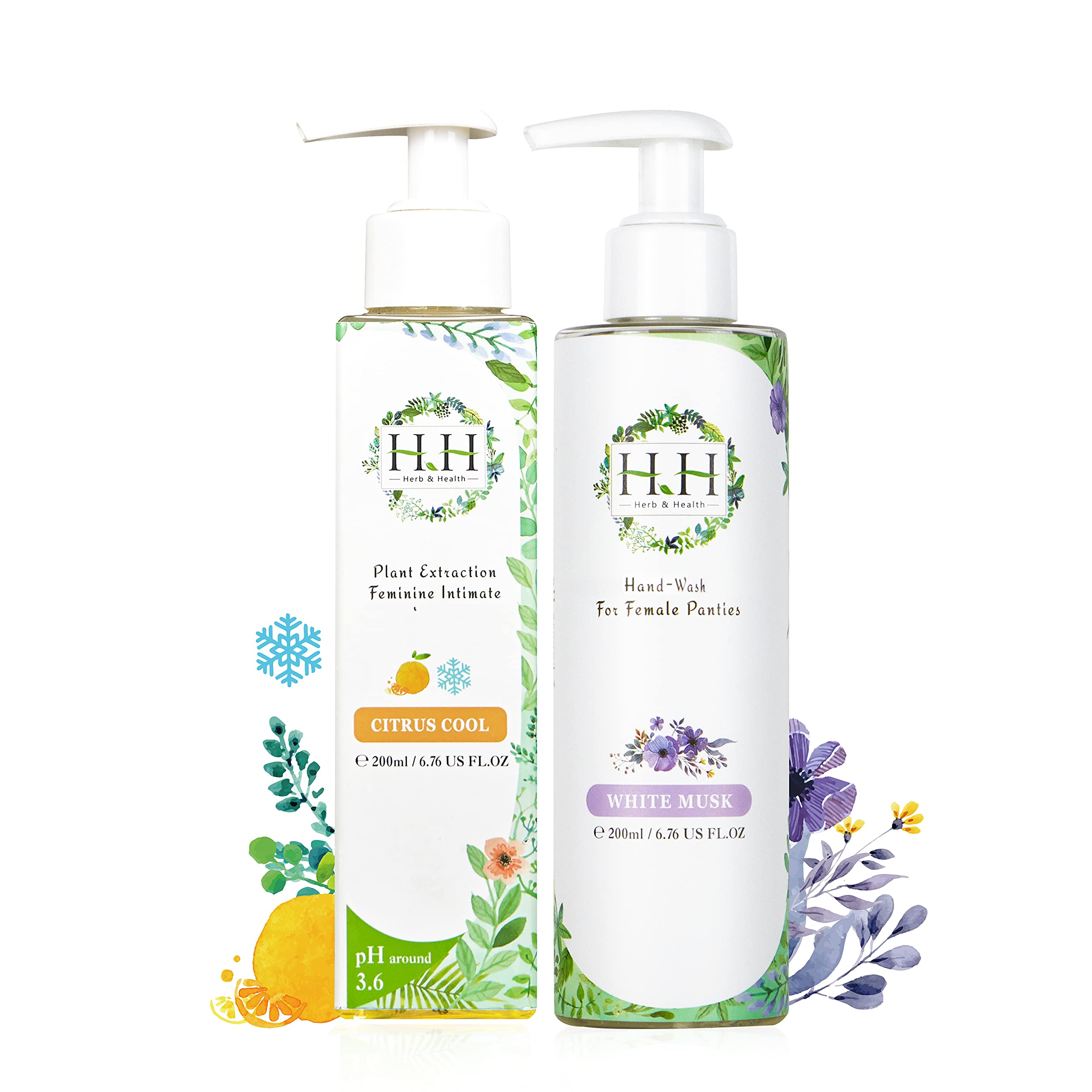 Natural Feminine Wash & Panty Stain Remover with Essential Oils - pH-Balanced Vaginal Cleanser for Women, Gentle Vulva Care & Laundry Detergent for Underwear, Lingerie & Blood Stains by HH Herb&Health | Daily Intimate Hygiene & Stain Treatment