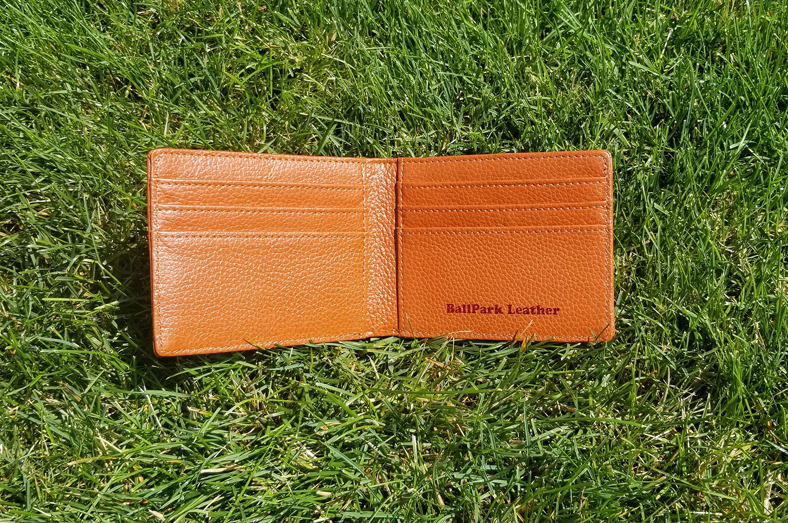 Premium Genuine Leather Bi-Fold Football Wallet for Men - RFID Blocking Slim Wallet with Card Slots & ID Window - Perfect Gift for Sports Fans & Everyday Carry