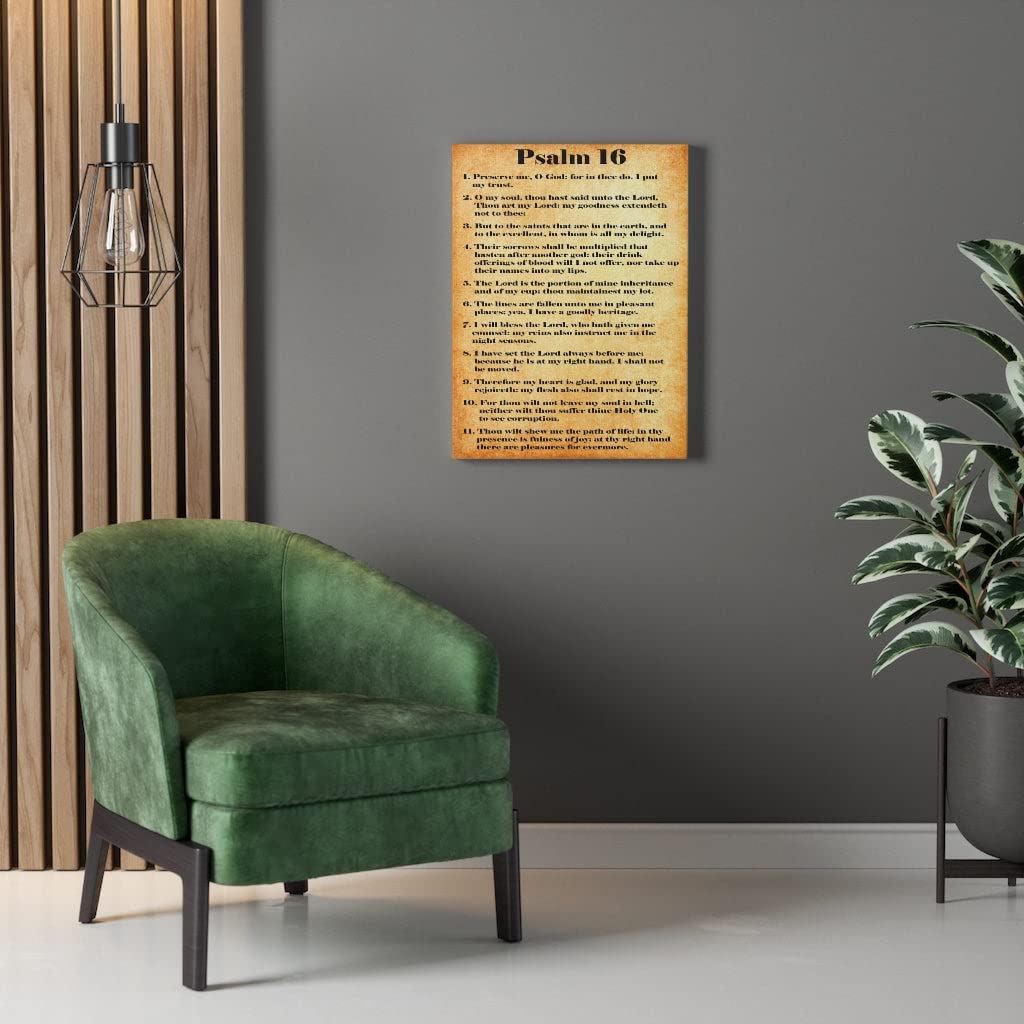 Gold Bible Verse Canvas Art - Psalm 16 Security in His Presence - Christian Wall Decor for Home, Office & Church - Inspirational Scripture Gift for Weddings, Baptisms & Housewarmings