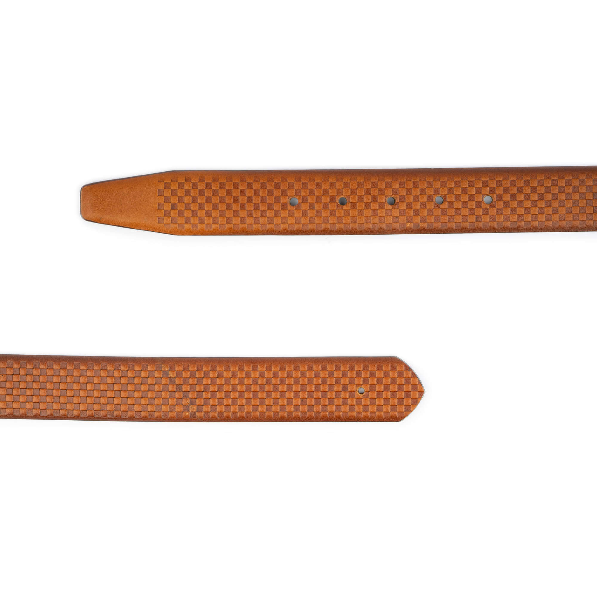 Ferragamo Replacement Belt Strap for Men - Light Brown Check Embossed Genuine Leather | Dress Belt for Business, Office & Formal Occasions