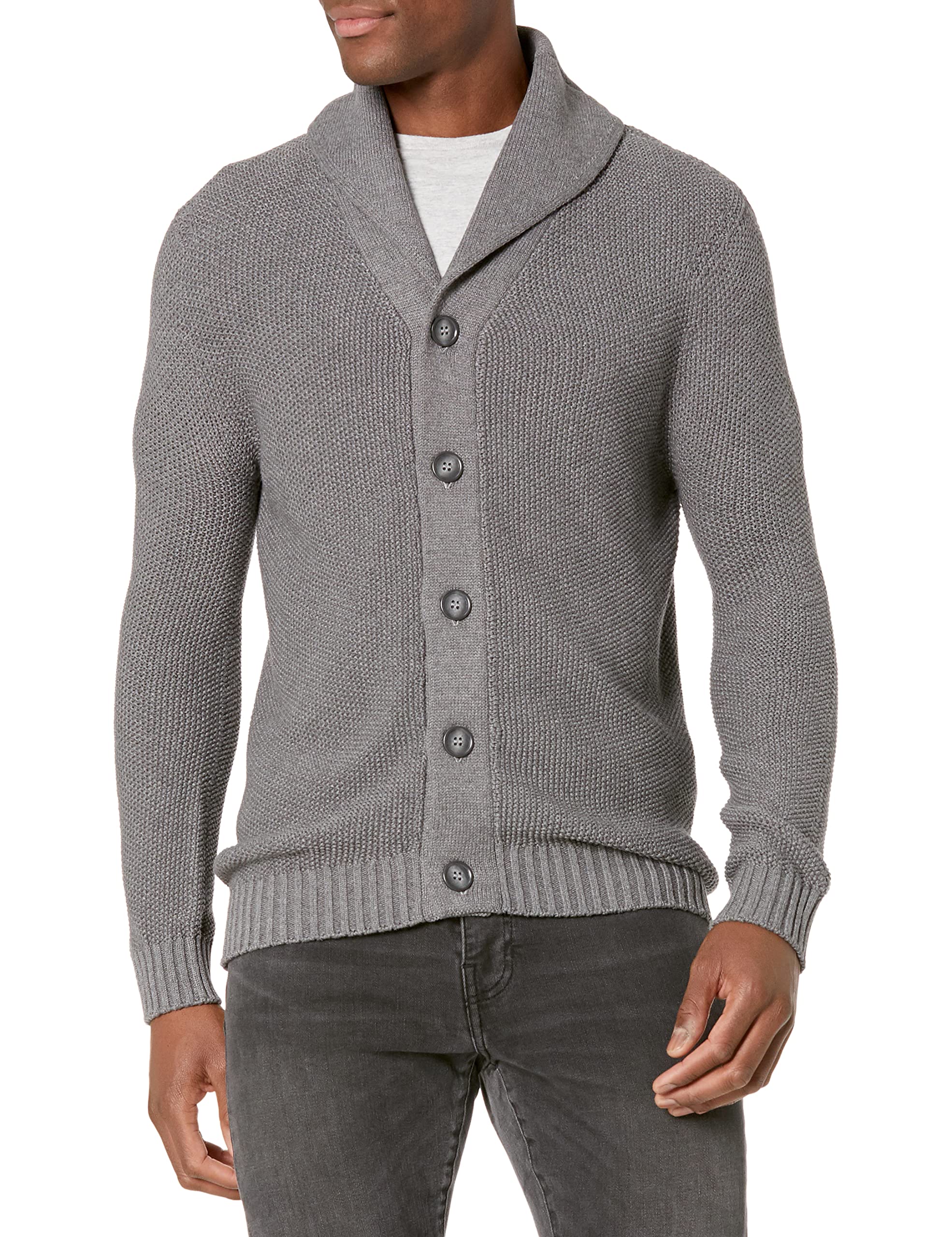 The Knitwear Lab Men's 3D Textured Stitch Cardigan Sweater - Cozy Winter Pullover for Casual Wear & Office Outfits