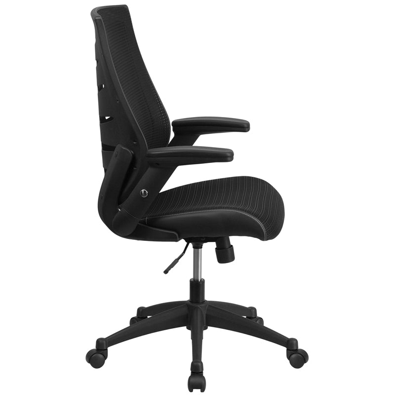 Premium Ergonomic High Back Office Chair - Black Mesh Executive Swivel Chair with Adjustable Height & Flip-Up Arms for Home & Business Use | Comfortable Computer Desk Chair for Long Work Hours
