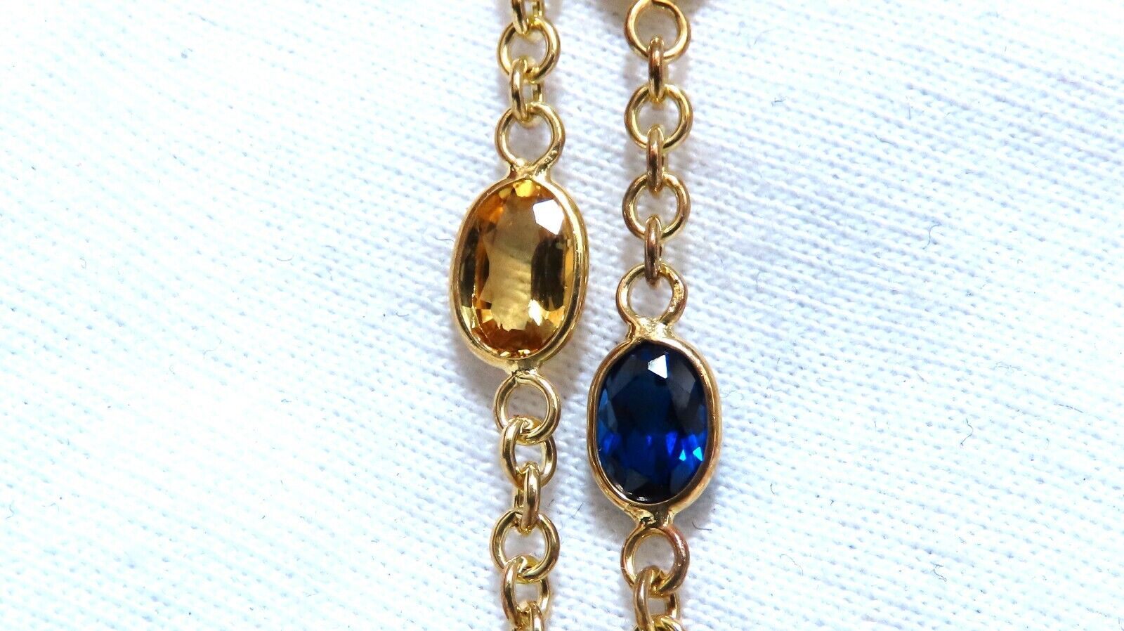 22ct Multicolor Natural Sapphire Rosary Necklace with 14kt Gold Cross & Chain - Elegant Religious Jewelry for Women, Perfect for Church, Weddings & Daily Wear