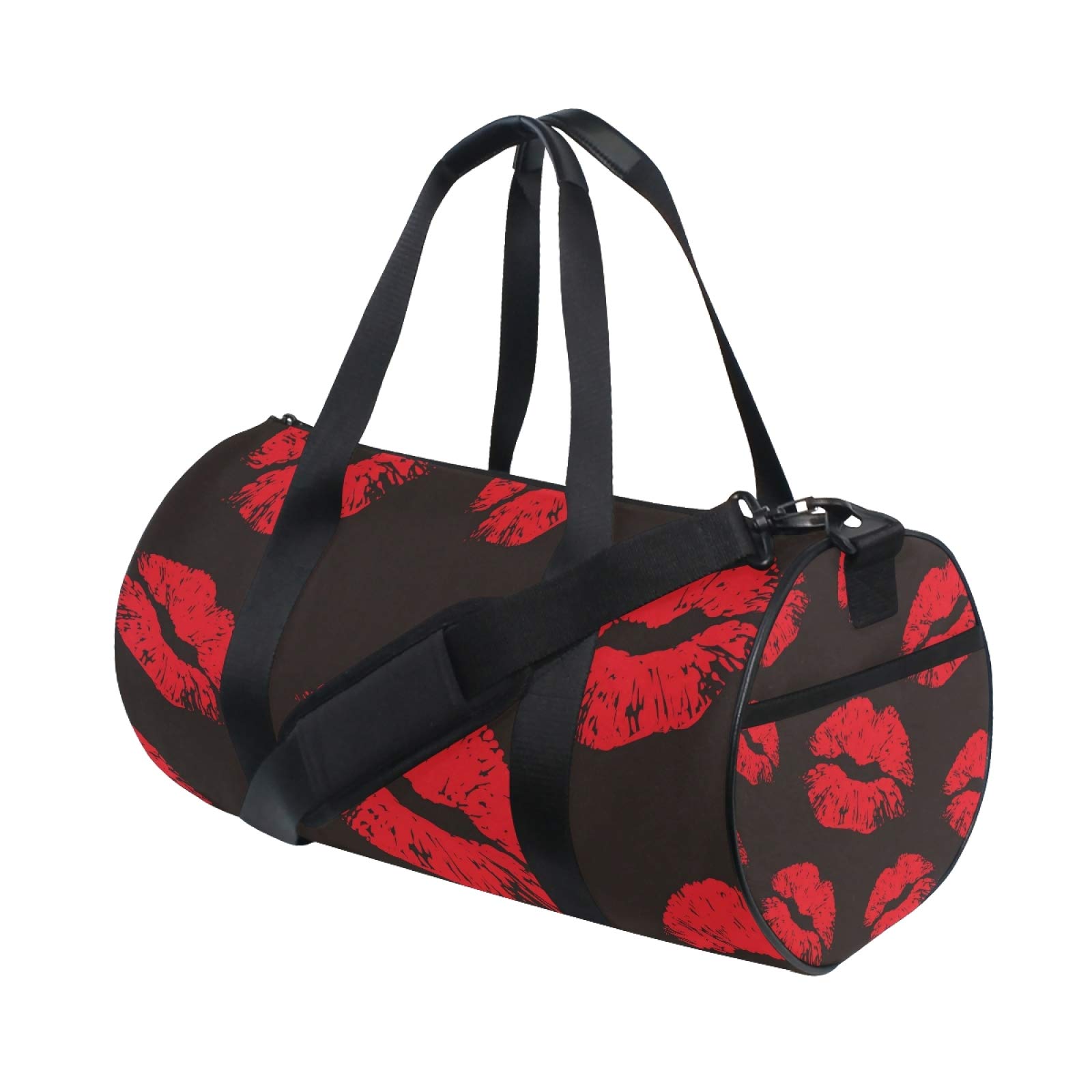 Premium Canvas Gym Bag for Men & Women - Durable Sports & Travel Duffle with Stylish Red Lips Print | Perfect for Gym, Workouts, Travel & Sports