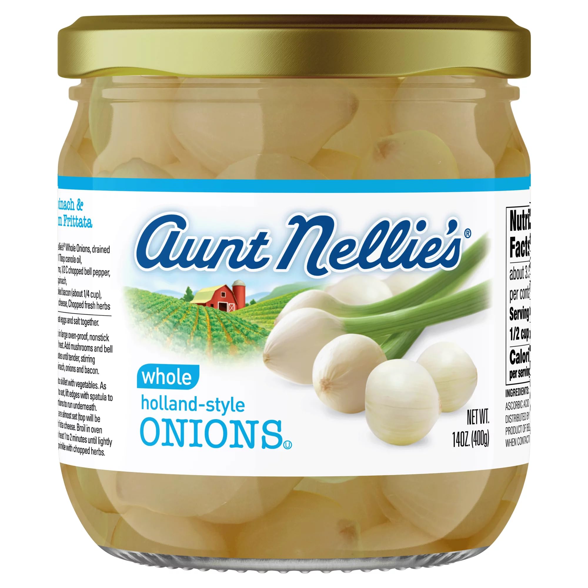 Aunt Nellie's Holland Style Onions 14oz (Pack of 3) - Premium Pickled Pearl Onions for Salads, Sandwiches & Charcuterie Boards