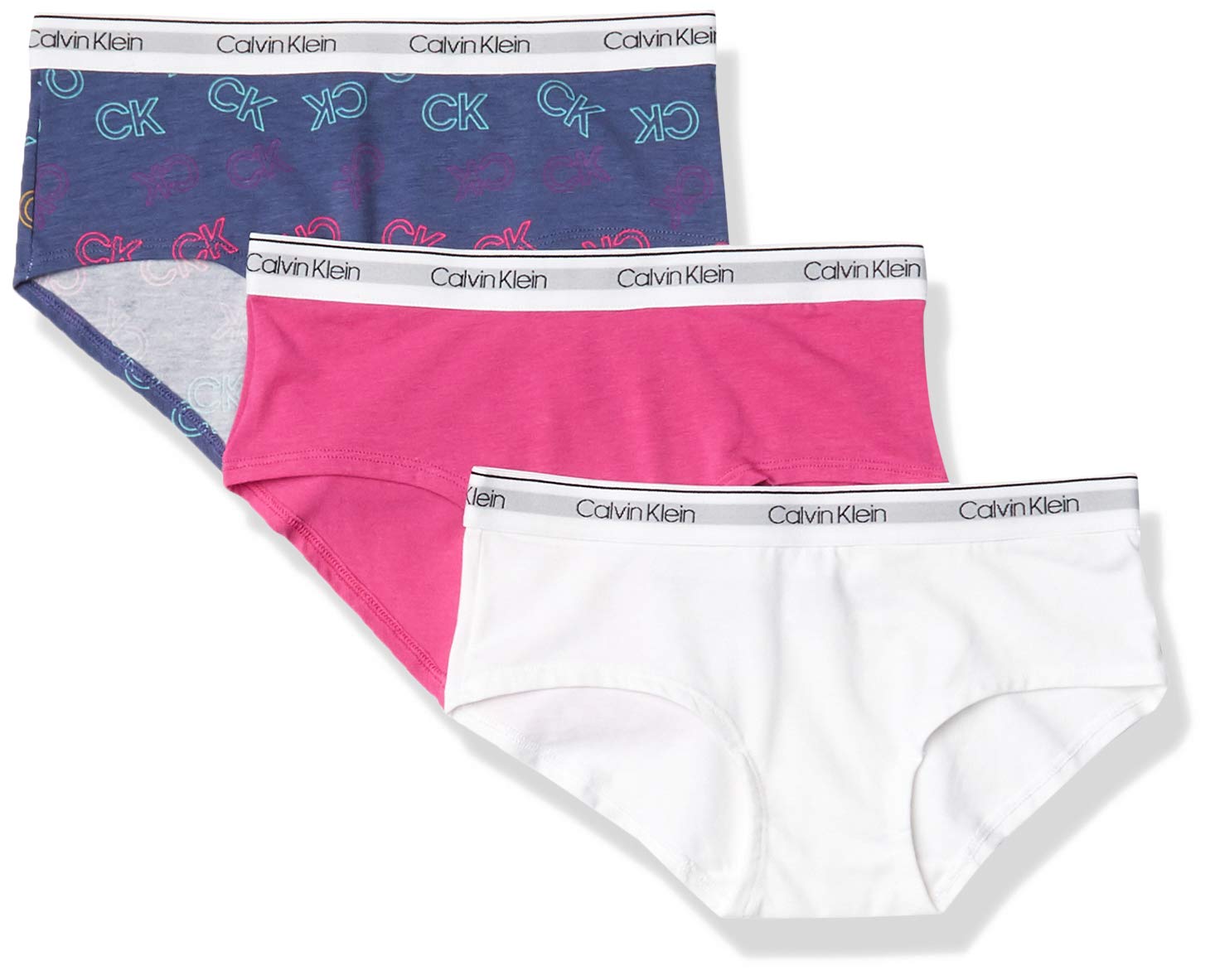 Calvin Klein Girls' Modern Cotton Hipster Underwear 5-Pack - Soft Breathable Comfort for Everyday Wear | School, Sleepovers & Sports Activities