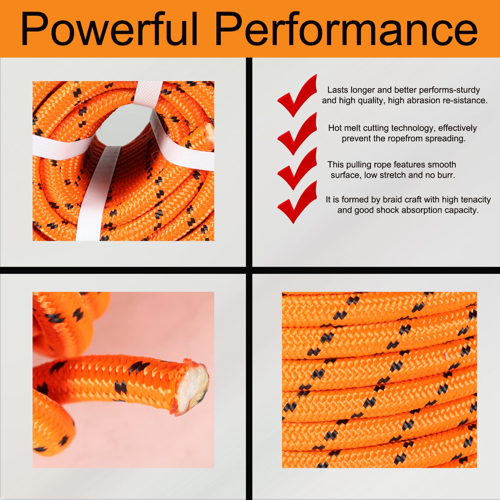 1/2 Inch x 150 Feet Double Braid Polyester Rope - Heavy Duty Arborist Rigging Rope for Tree Climbing, Multipurpose Bull Rope for Farm, Boat, Ranch, Towing & Pulling (Orange) - Perfect for Outdoor Work, Marine Use & Industrial Applications