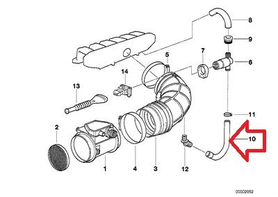 Genuine BMW Air Hose - Idle Control Valve to Air Boot Replacement for 525i E34 - Perfect for Engine Performance & Smooth Idling