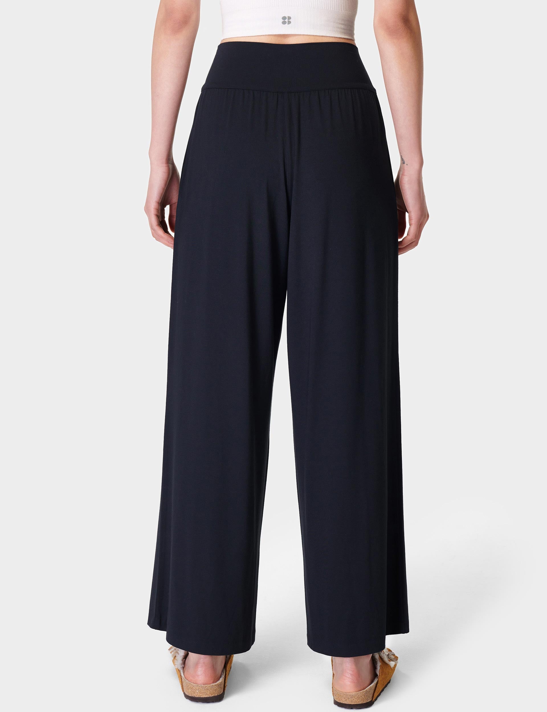 Premium Modal Wide Leg Pants for Women - Soft Stretchy High Waist Black Lounge Pants - Perfect for Yoga, Office Wear & Casual Outfits
