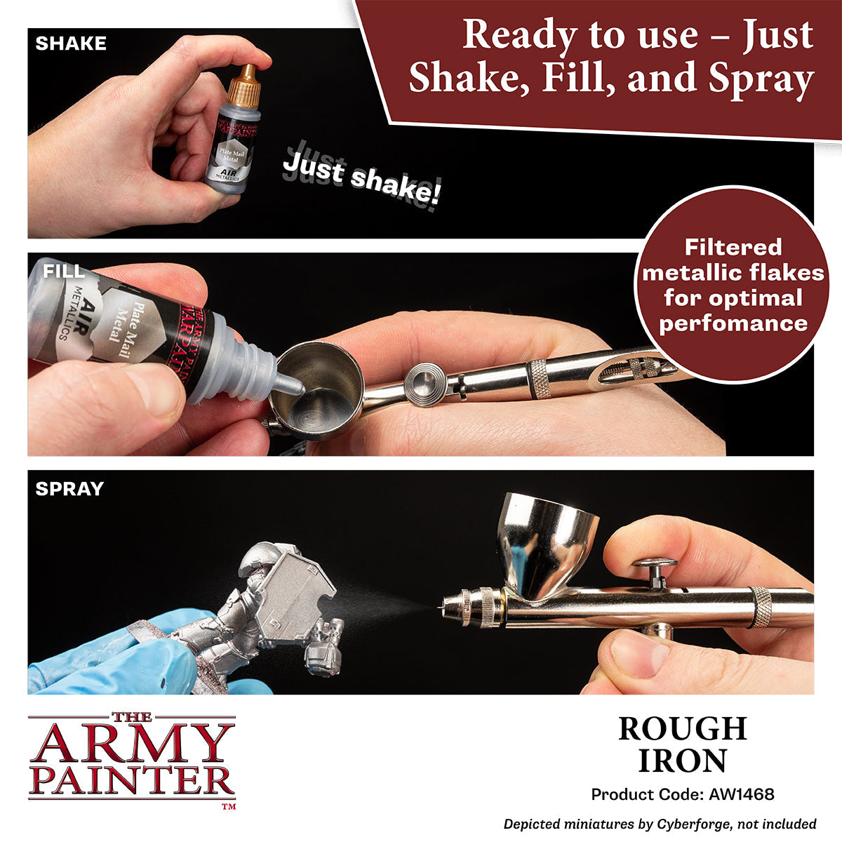 Warpaints Air Metallics: Rough Iron Metallic Paint for Miniatures & Models - Perfect for Warhammer, D&D, and Scale Model Painting
