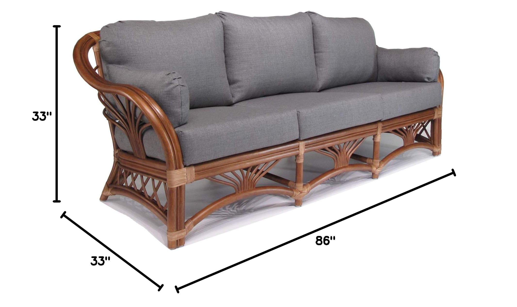 Rattan Living Room Furniture Sofa Couch Set (#1690AW-TI) - Boho Chic Wicker Couch for Patio, Sunroom & Cozy Indoor Spaces