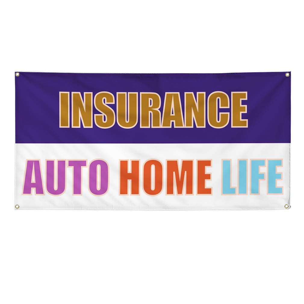 Durable Vinyl Banner 48x96 Inches - Weatherproof Outdoor Sign for Insurance, Auto, Home, Business & Yard - White with 8 Grommets (Multiple Sizes Available) - Perfect for Events, Advertising & Industrial Use