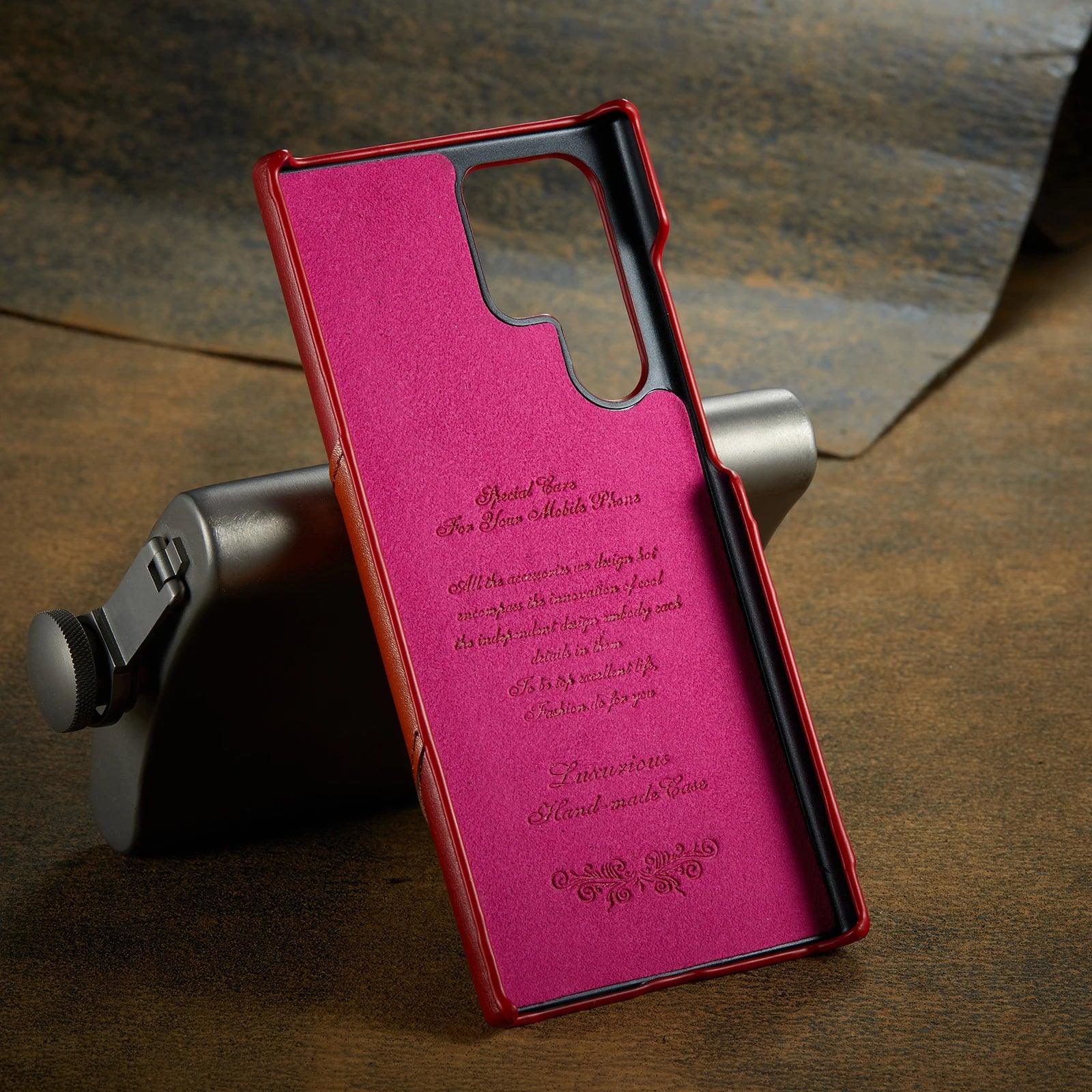 Samsung Galaxy S24 Plus Genuine Leather Phone Case with Ring Stand - Perfect for Work, Travel & Everyday Protection