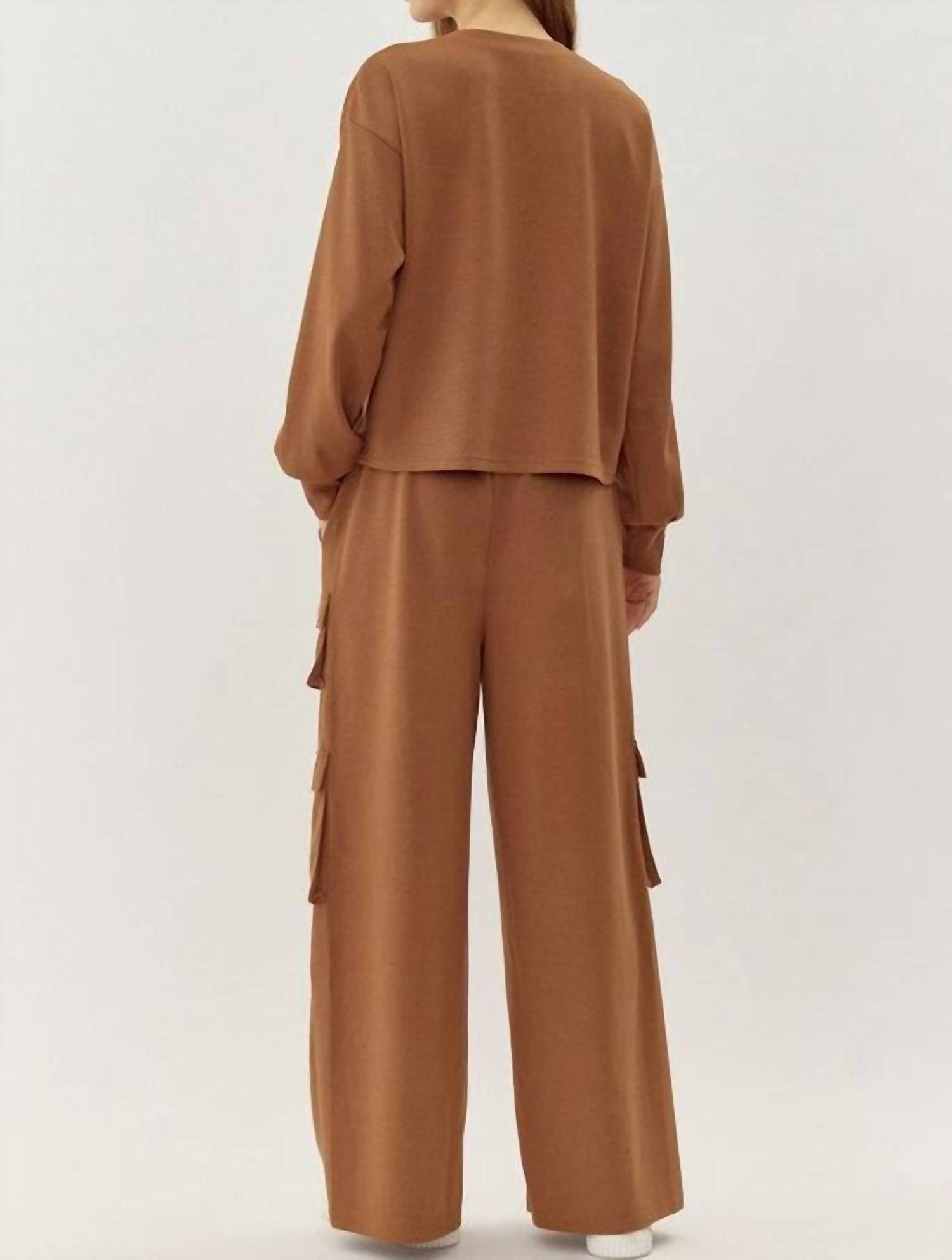 Kendra Matching Separates Set in Coffee & Cream - Stylish Women's Two-Piece Outfit for Casual Wear, Office, and Date Nights