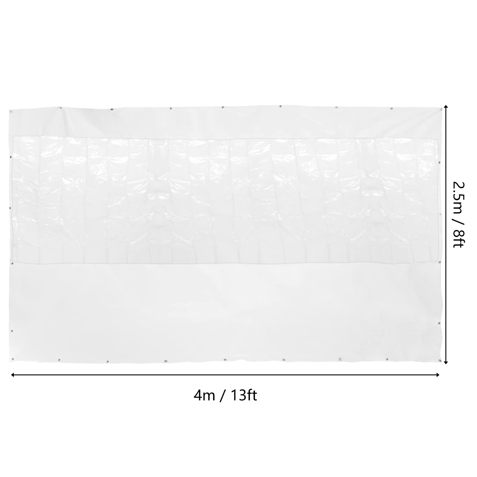 Waterproof Commercial Clear Vinyl Awning Canopy - 8x13 Feet (2.5x4m) Roll-Up Patio Enclosure for Tents, Awnings & Canopies - UV Resistant, Durable White Cover for Outdoor Events, Restaurants & Backyard Parties