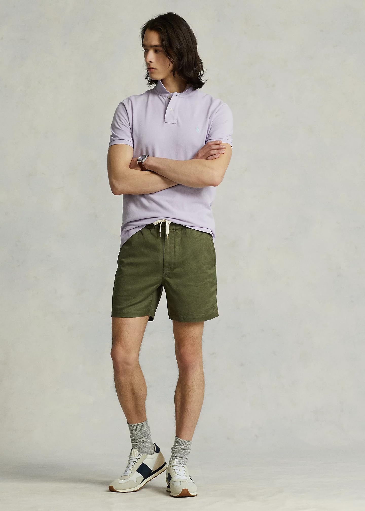 Polo Ralph Lauren Men's 6-Inch Classic Fit Linen-Cotton Shorts - Green - Large Size | Casual Summer Shorts for Men, Beach, Golf & Outdoor Activities