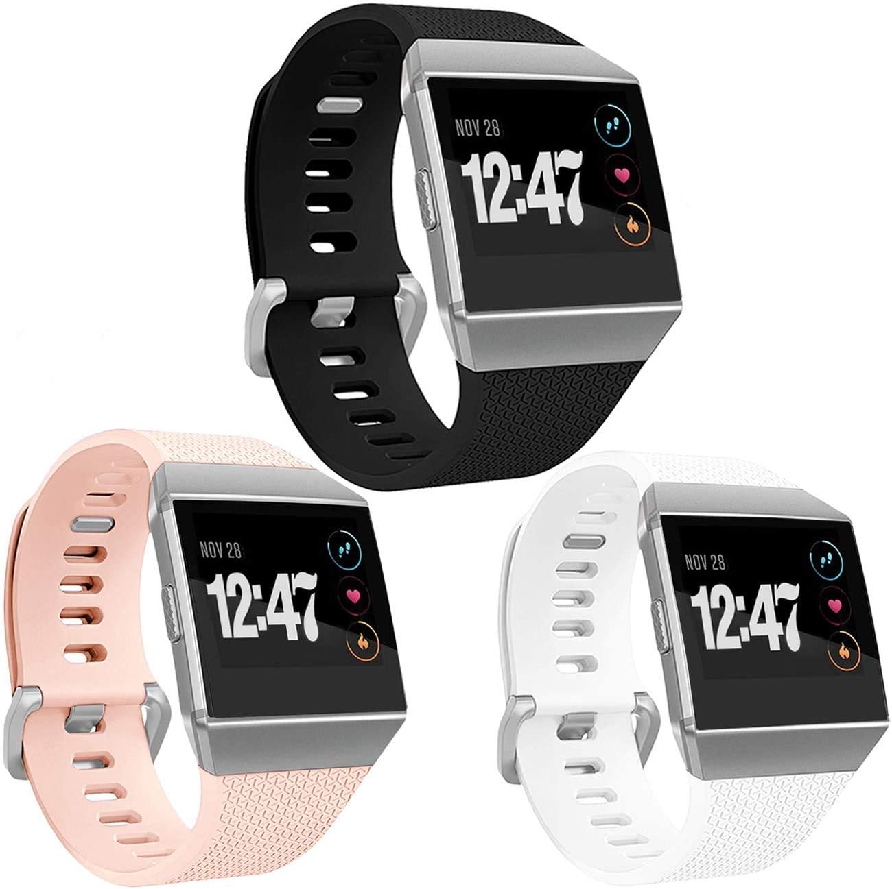 Wepro Fitbit Ionic Bands - 3 Pack Sport Strap (Large/Small) for Workout & Running
