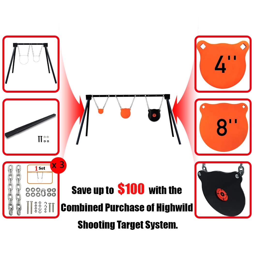 Highwild AR500 Steel Target Stand Complete Kit - 6-Piece Shooting Target System for Rifle & Pistol Practice | Outdoor Range Training & Tactical Drills