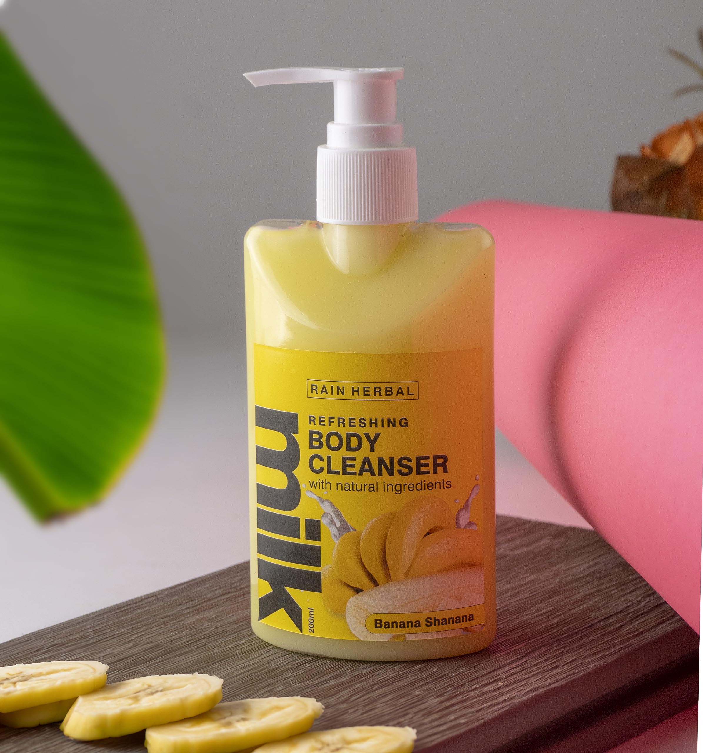 Natural Herbal Banana Body Wash & Cleanser Milk - Moisturizing & Refreshing for All Skin Types | 200ml | Perfect for Shower, Bath & Spa Day