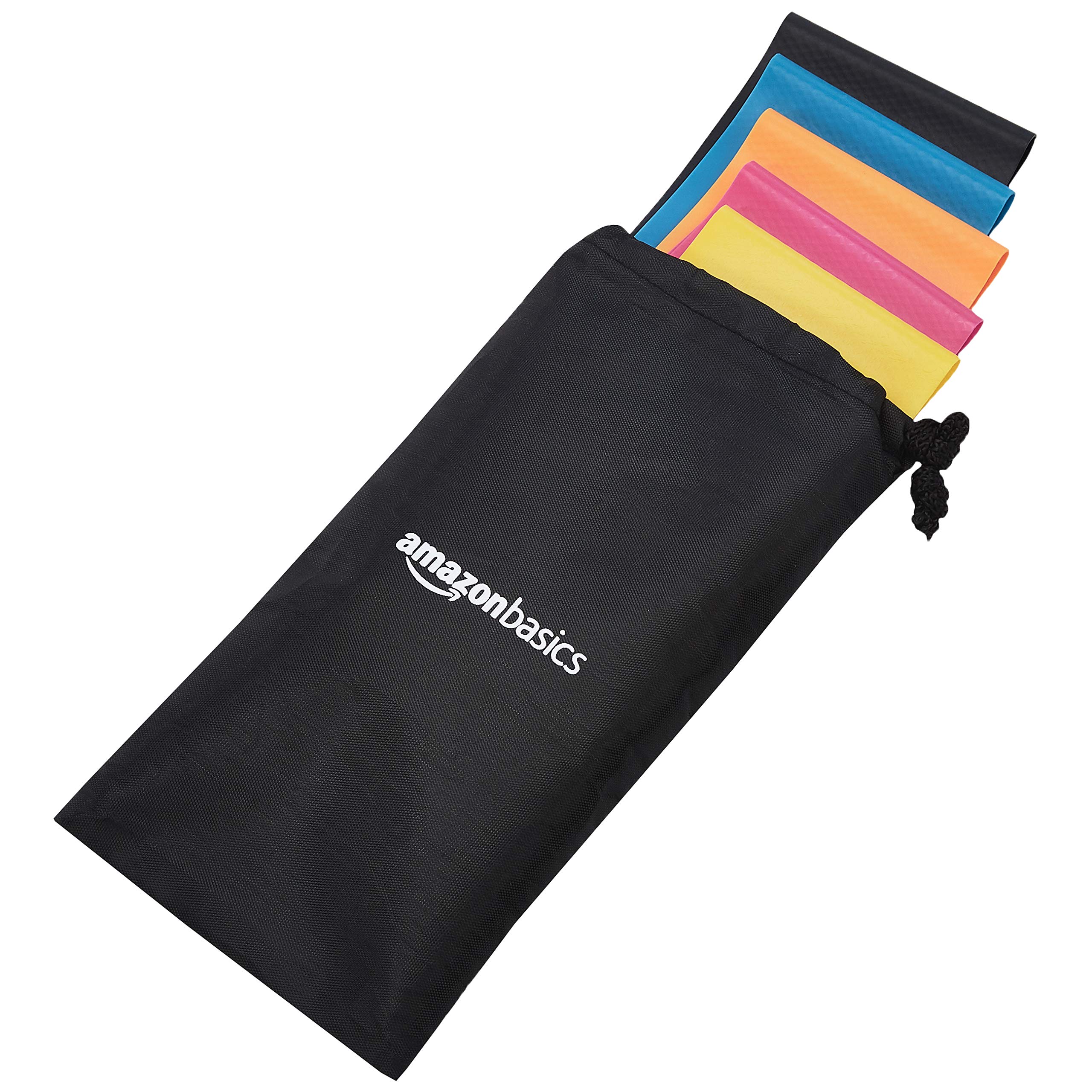Amazon Basics Latex Resistance Bands - Set of 5 with Different Resistance Levels (Light to Heavy) for Home Workouts, Physical Therapy, Yoga, and Strength Training - Perfect for Men & Women Fitness Enthusiasts