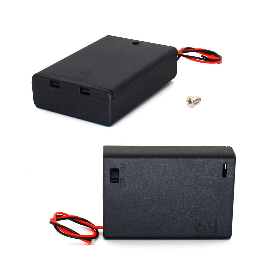 OLIREXD 3 AA Battery Holder with ON/Off Switch - 4.5V Battery Box with Screw Cap, Wire Leads & Storage Case - Perfect for DIY Electronics, Flashlights, Toys and Science Projects (4-Pack)