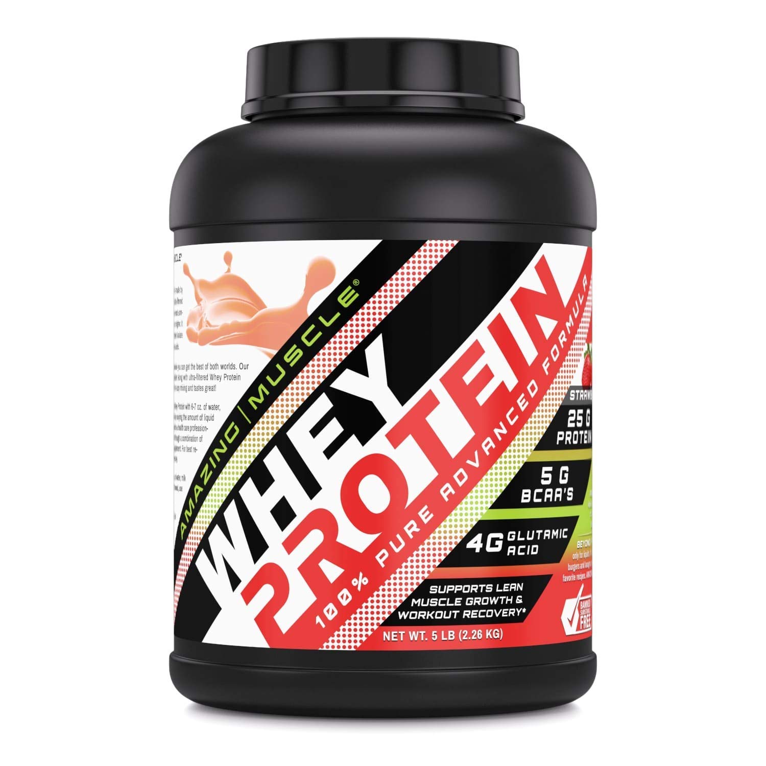 Premium 100% Whey Protein Powder - Advanced Formula with Whey Protein Isolate & Ultra-Filtered Concentrate (Strawberry, 5 Lb) | Muscle Recovery & Post-Workout Supplement for Athletes & Fitness Enthusiasts