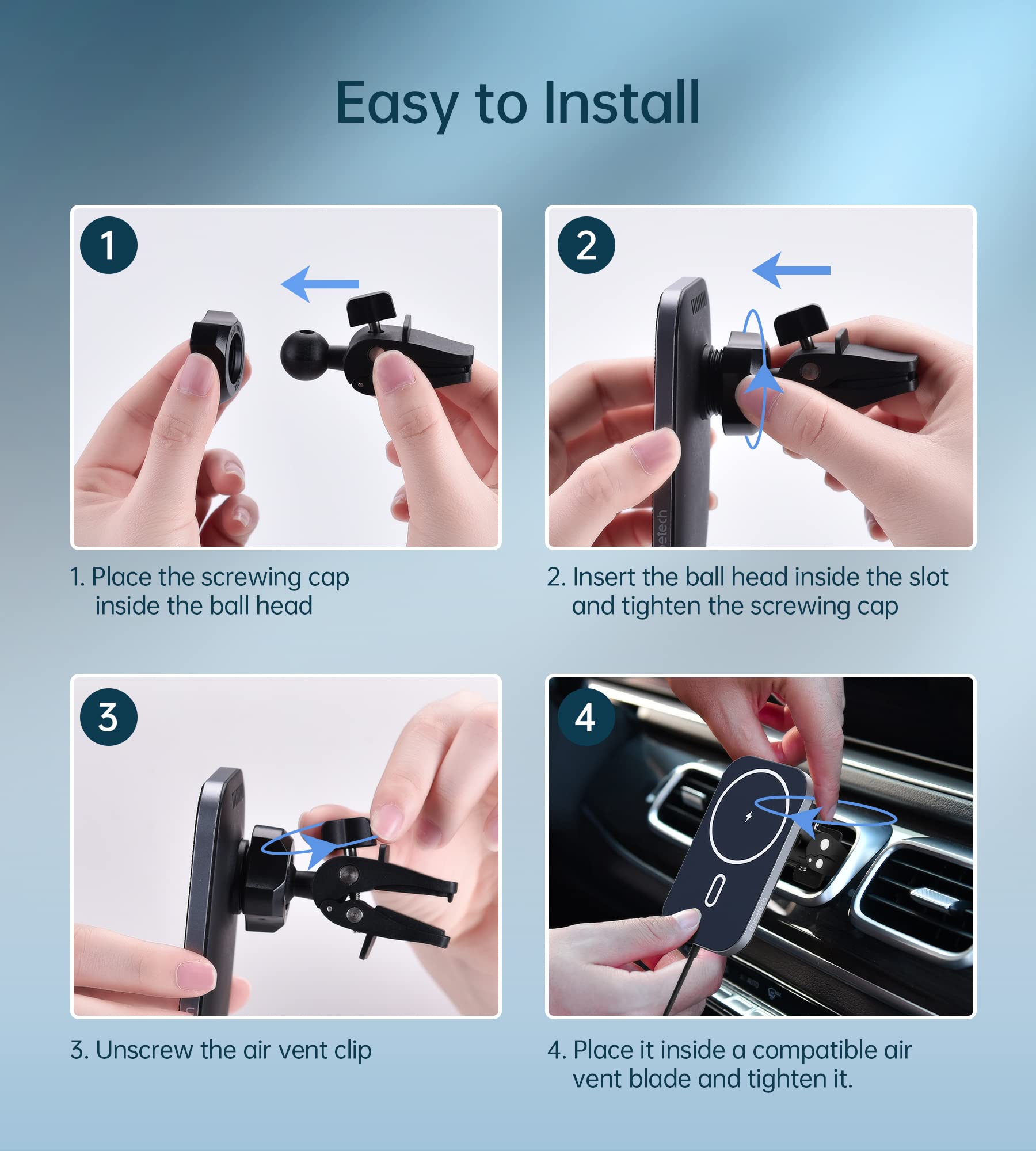 Magnetic Wireless Car Charger for iPhone 16/15/14/13/12 Series - 360° Rotatable MagSafe Car Mount with Strong Magnet - Fast Charging for Car Vent - Perfect for Commuting, Road Trips & Hands-Free Navigation