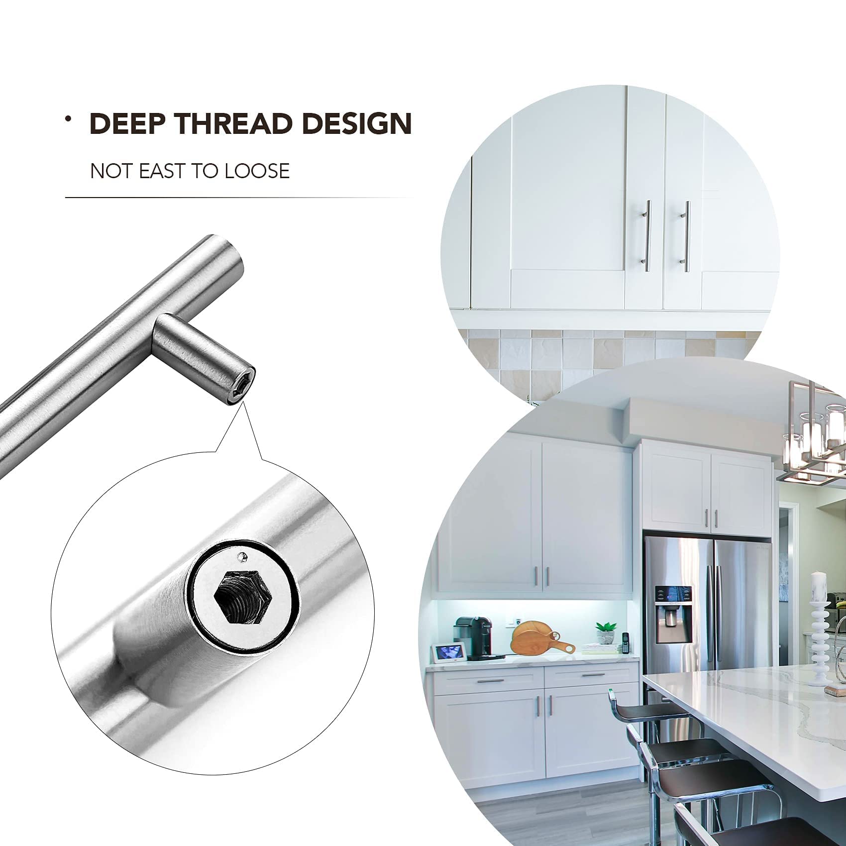 Ravinte 30 Pack Brushed Nickel Cabinet Handles - 3 Inch Hole Center Kitchen Cabinet Pulls - Durable Hardware for Drawers, Cupboards, and Cabinets - Perfect for Modern Kitchen and Bathroom Upgrades