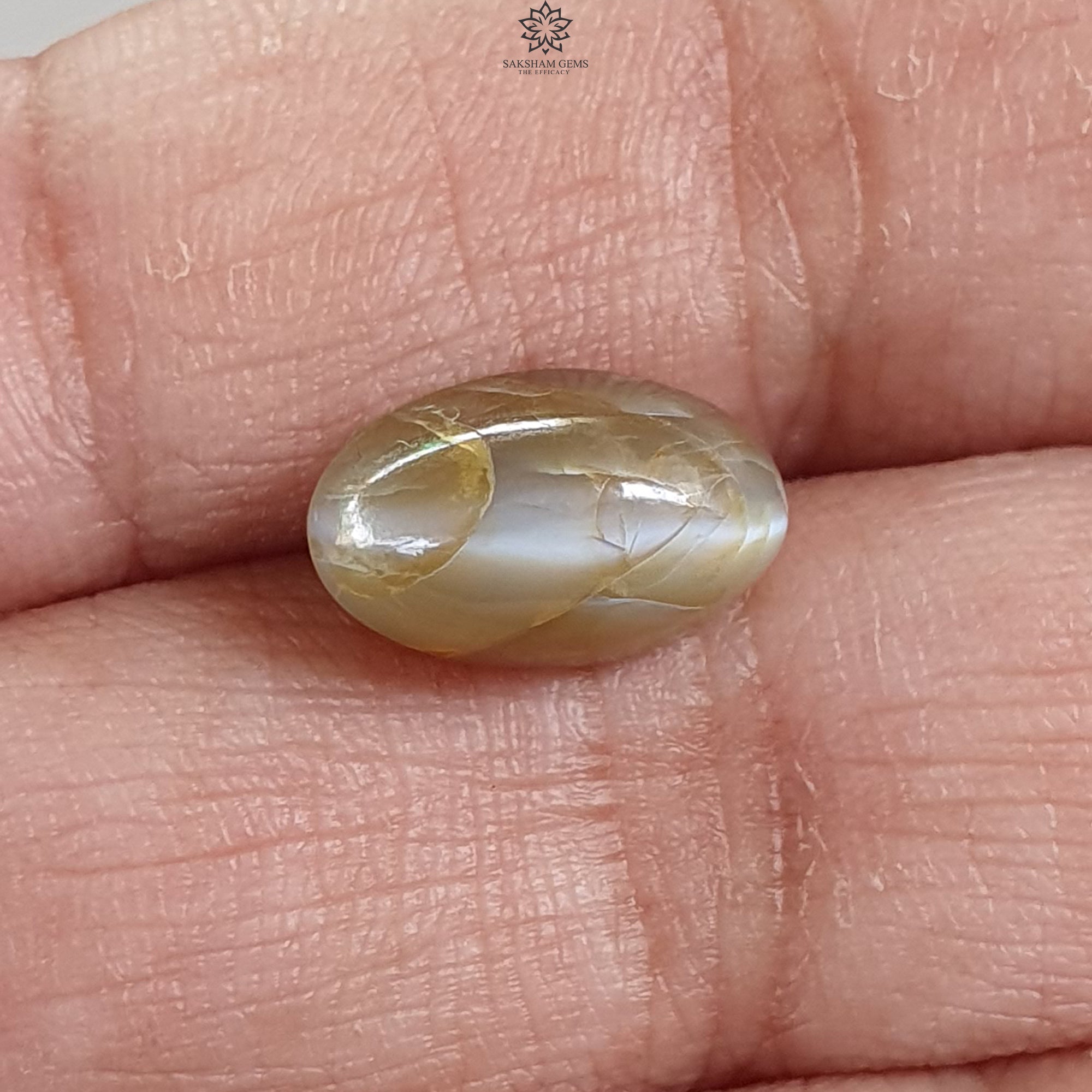 Natural Untreated Chrysoberyl Cat's Eye Gemstone Cabochon - Oval Shape for Jewelry Making (Rings, Pendants & Earrings) - Unheated Healing Stone for Energy Balance & Protection