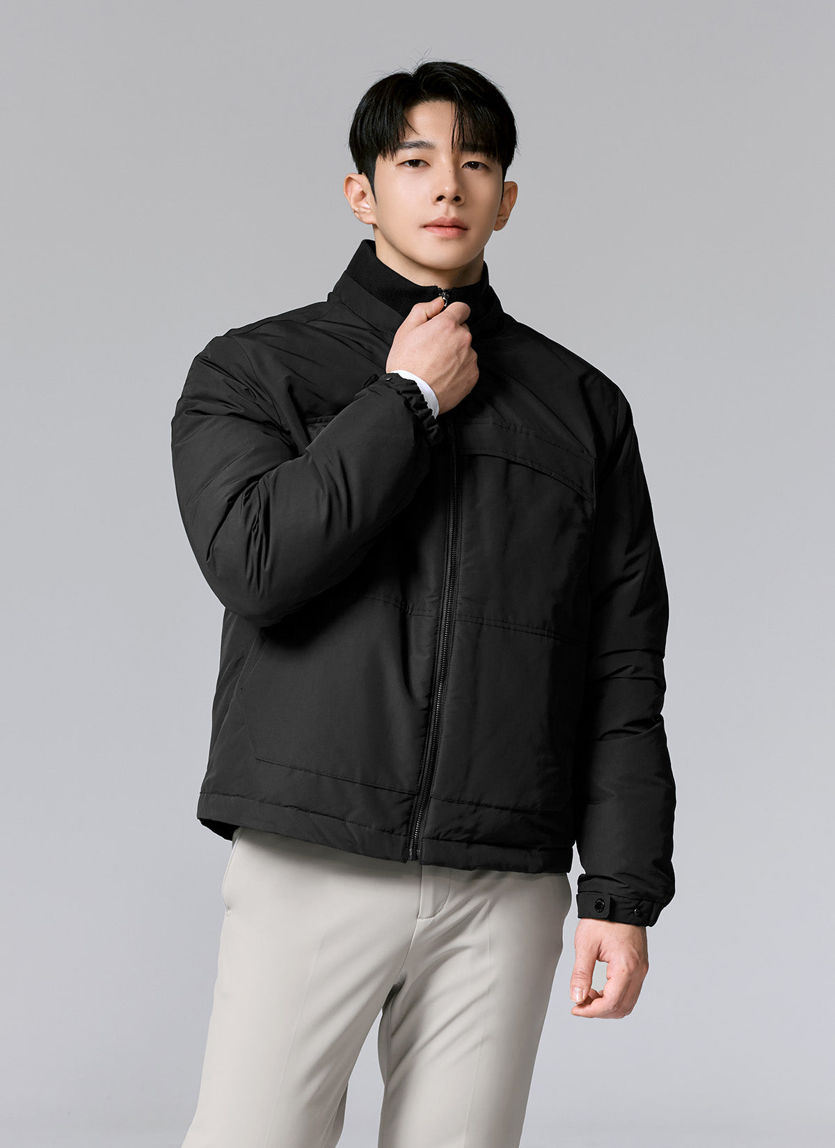 Women's High Neck Goose Down Blouson Jacket - Warm Winter Puffer Coat for Outdoor Activities & Casual Wear