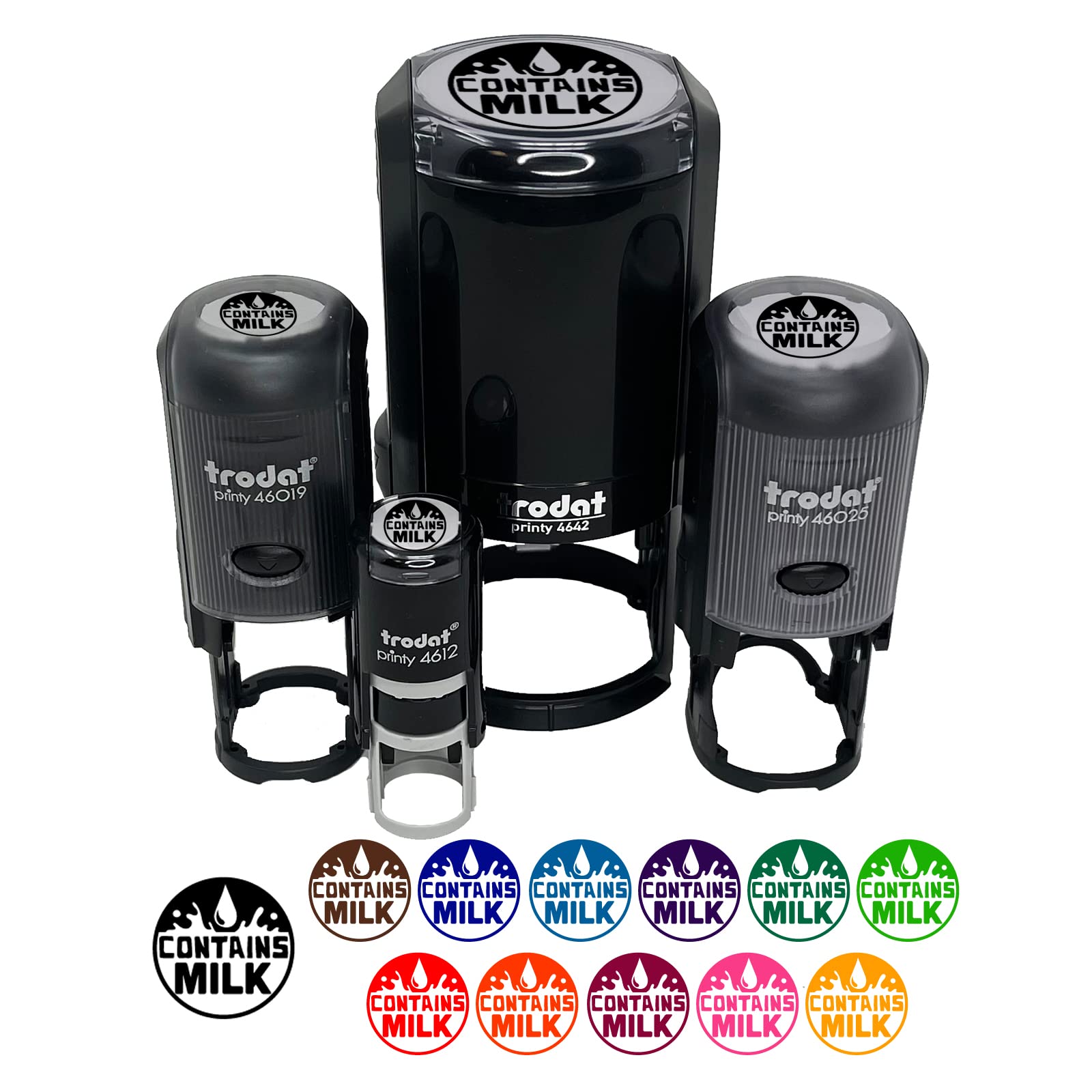 Allergy Warning Self-Inking Rubber Stamp - 1/2 Inch Mini Craft Stamper with Brown Ink for Planners, Scrapbooking & DIY Projects | Contains Milk Ingredient Alert