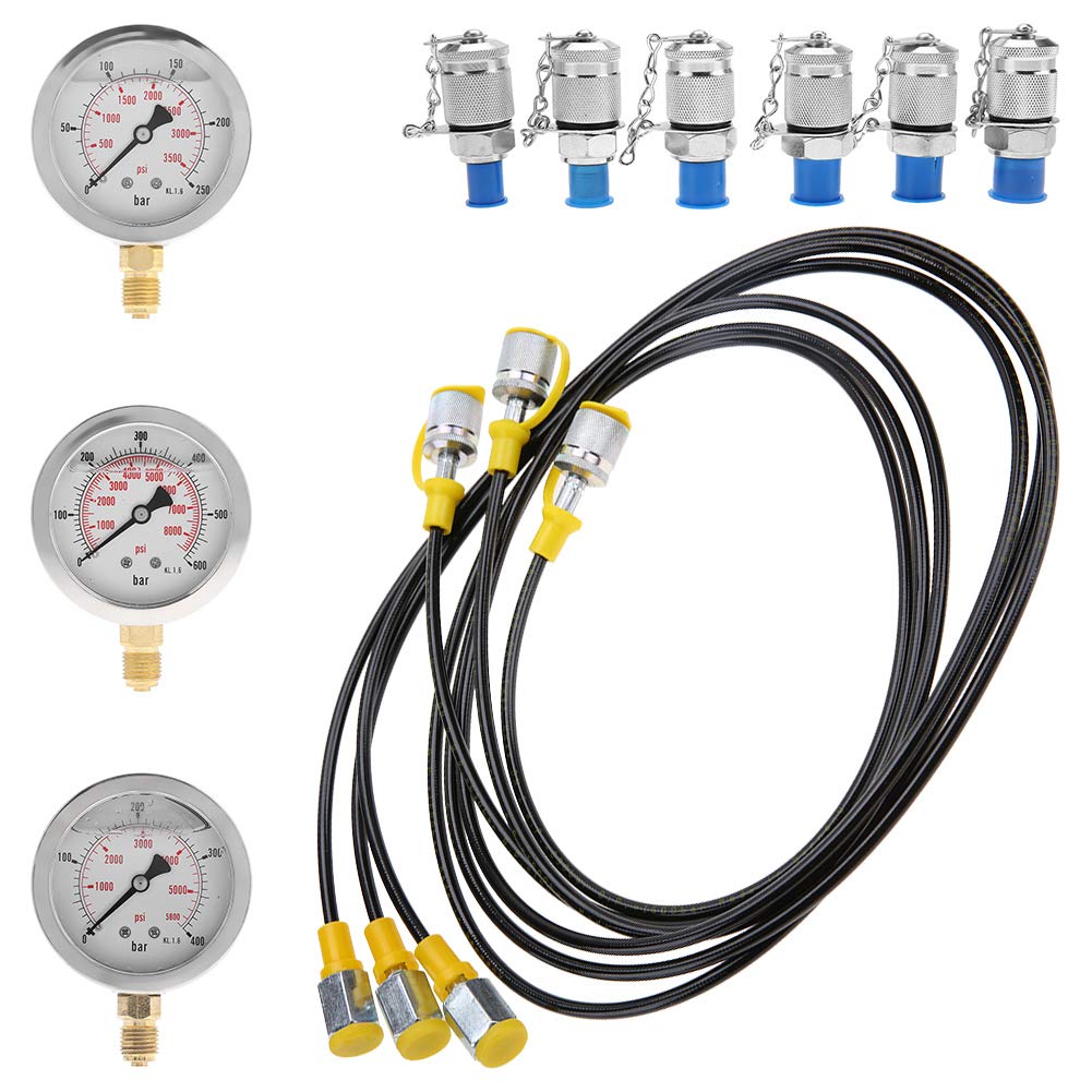 Excavator Hydraulic Pressure Test Kit with Gauge, Hose & Couplings - Professional Hydraulic System Diagnostic Tool for Construction Equipment Maintenance