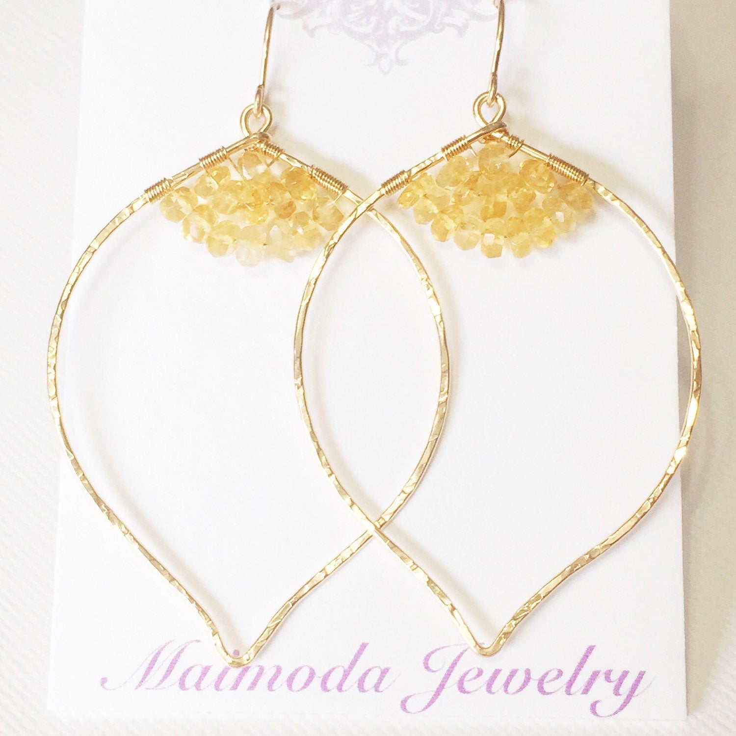 Malie Citrine Earrings (E201) - Elegant Gemstone Jewelry for Women, Perfect for Parties & Special Occasions