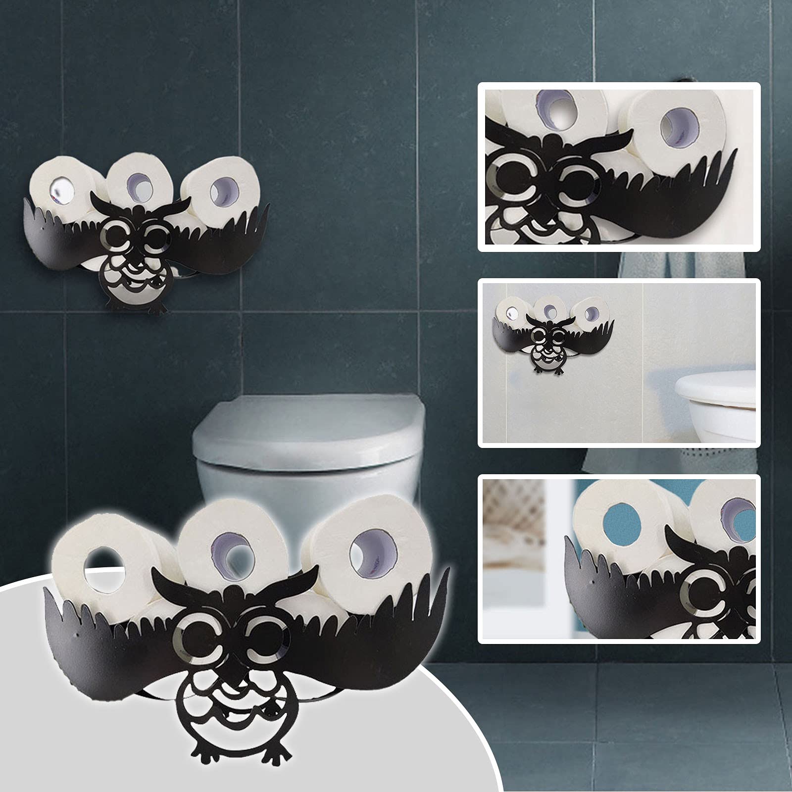 ostpain Cute Toilet Paper Holder Roll - Bathroom Tissue Dispenser, Durable & Stylish Cleaning Supplies (Black) - Perfect for Home, Office, and RV Use