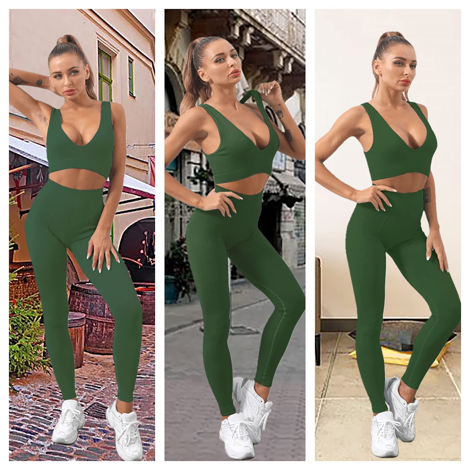 Niyokki Women's 2-Piece Workout Set - Sexy Summer Sports Bra & Crossover Shorts Matching Gym Outfit for Yoga, Running & Fitness Training