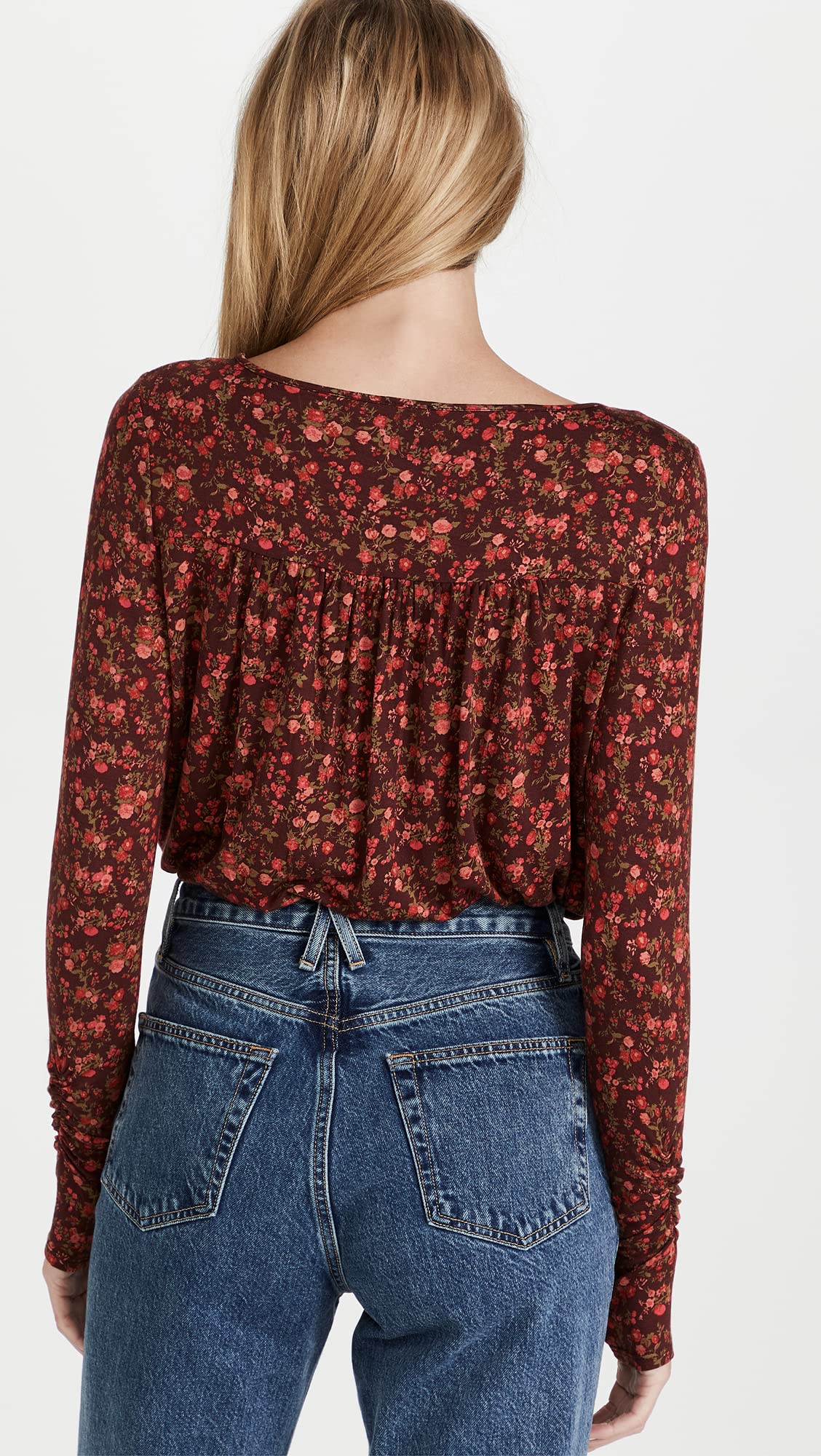 Free People Women's Kaya Printed Thong Bodysuit - Chocolate Combo, Size S | Sexy One-Piece Bodysuit for Women | Perfect for Date Night, Clubbing & Layering Under Jeans