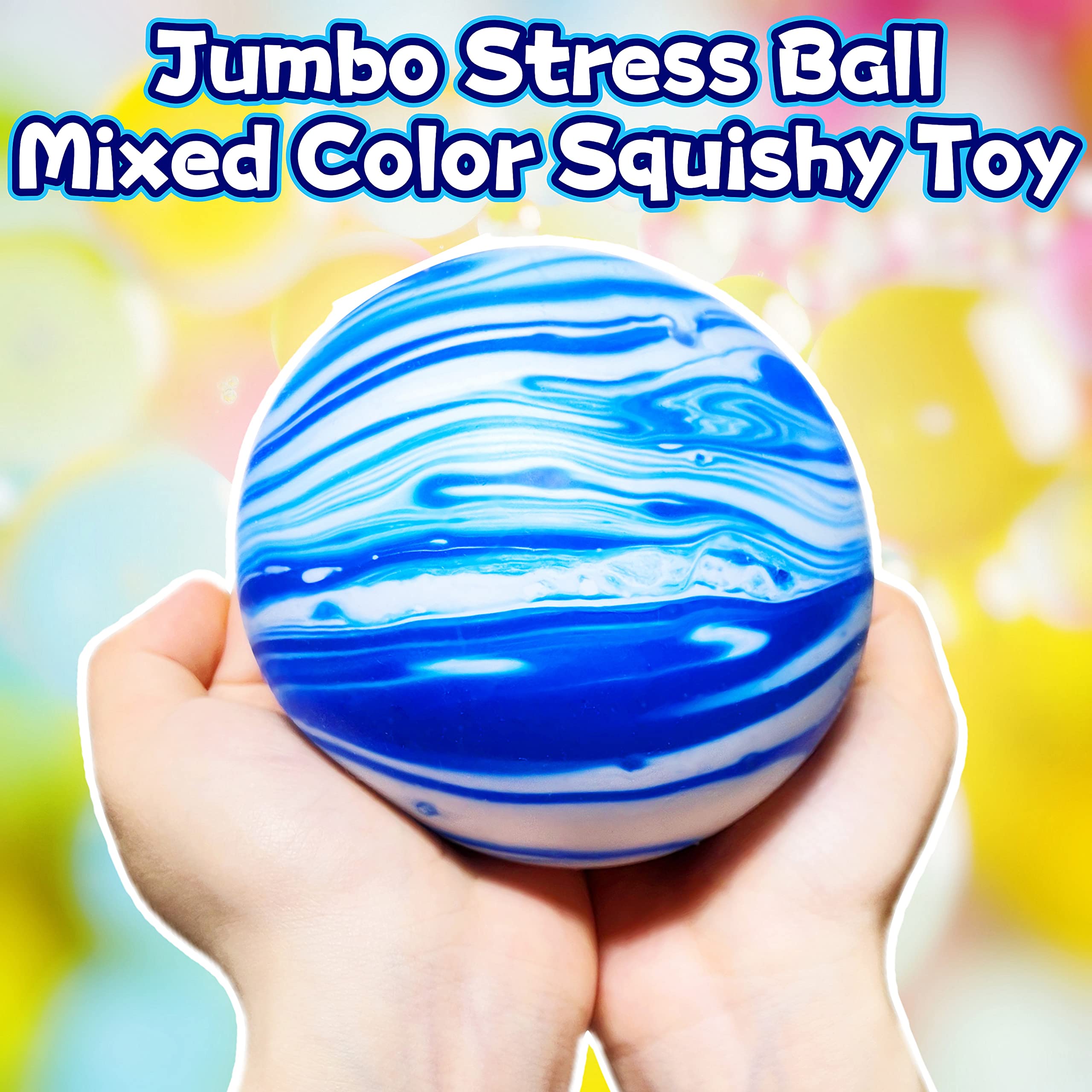 Giant Stress Balls for Kids and Adults - Jumbo Squishy Fidget Toys for Anxiety Relief, Focus & Relaxation | Pull, Stretch & Squeeze Sensory Toys | Soft Dough Ball for Office, School, Therapy & Travel (Blue)