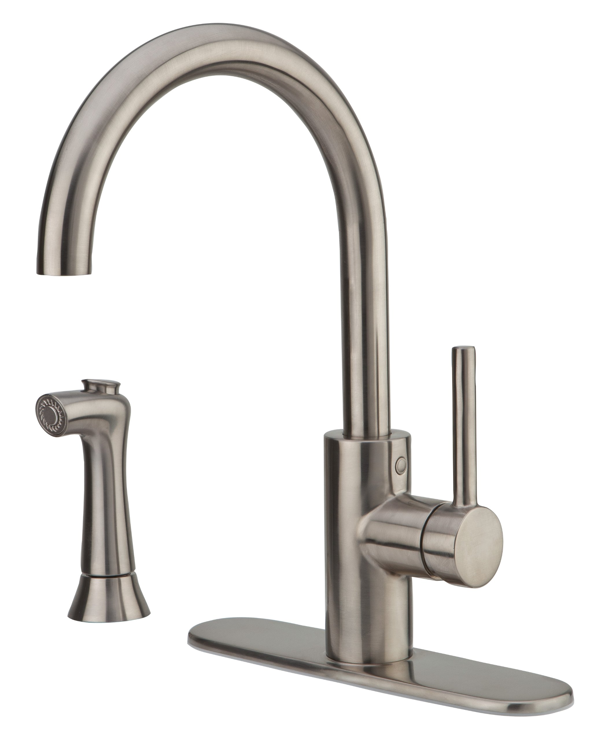 Pfister LF0294SLS Solo High Arc Single Handle Kitchen Sink Faucet with Side Sprayer - Stainless Steel Finish | Perfect for Modern Kitchens, Dishwashing & Food Prep