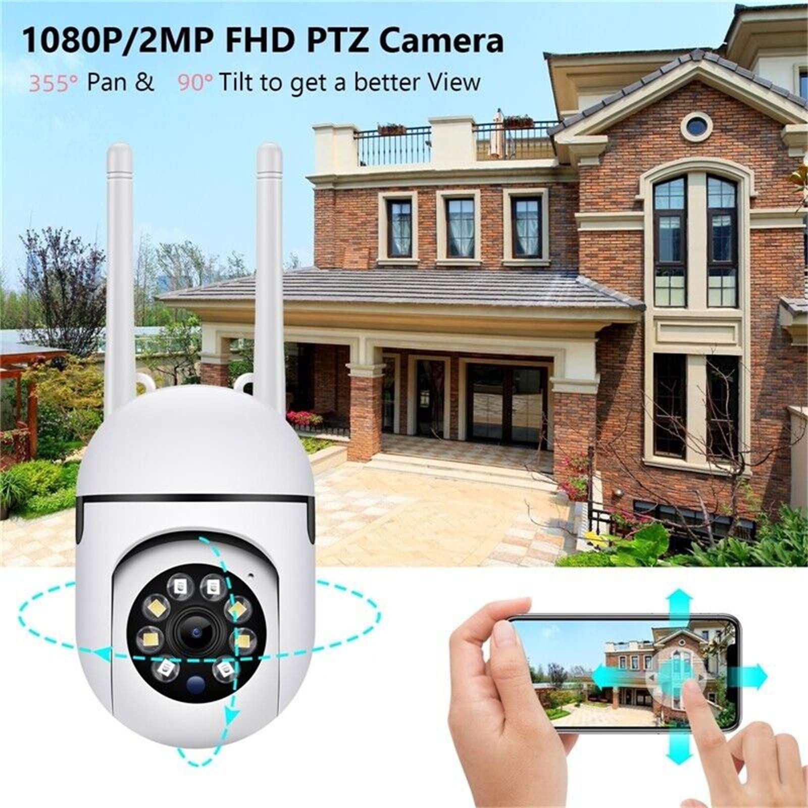 2.4GHz & 5GHz WiFi Security Camera - 1080P HD Dome Surveillance Camera with 360° View, Night Vision, Motion Detection & 2-Way Audio - Waterproof Outdoor/Indoor Home Security Camera (1 Pack) - Perfect for Baby Monitoring, Pet Watching & Property Protection (7x4x2.7 inches)