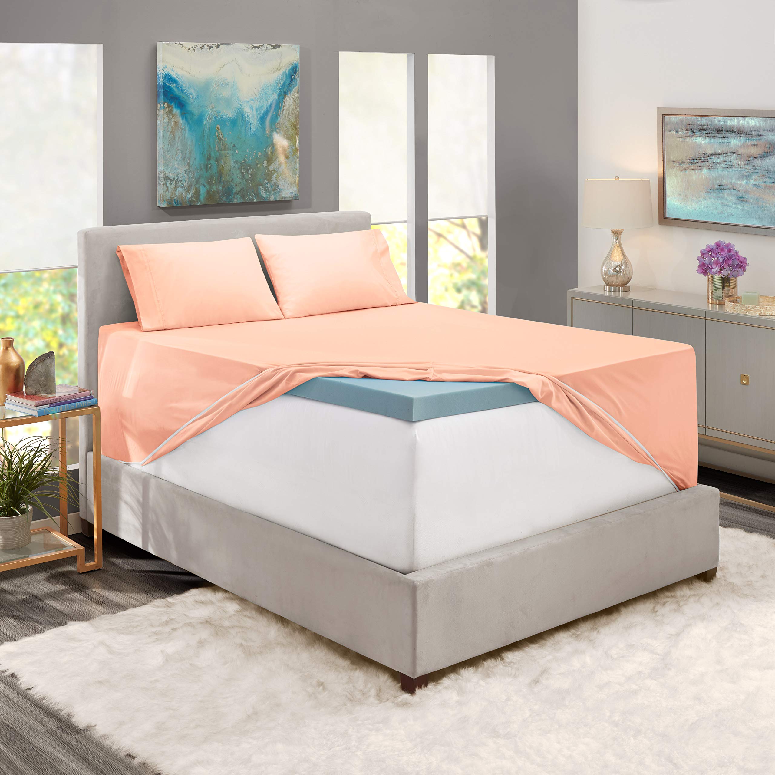 Nestl Extra Twin XL Deep Pocket Sheets Set - 4 Piece Soft Microfiber Bedding with Pillowcases - Fade Resistant, Breathable & Wrinkle-Free - Perfect for Dorms, Guest Rooms & Cozy Bedrooms (Twin XL, Peach)