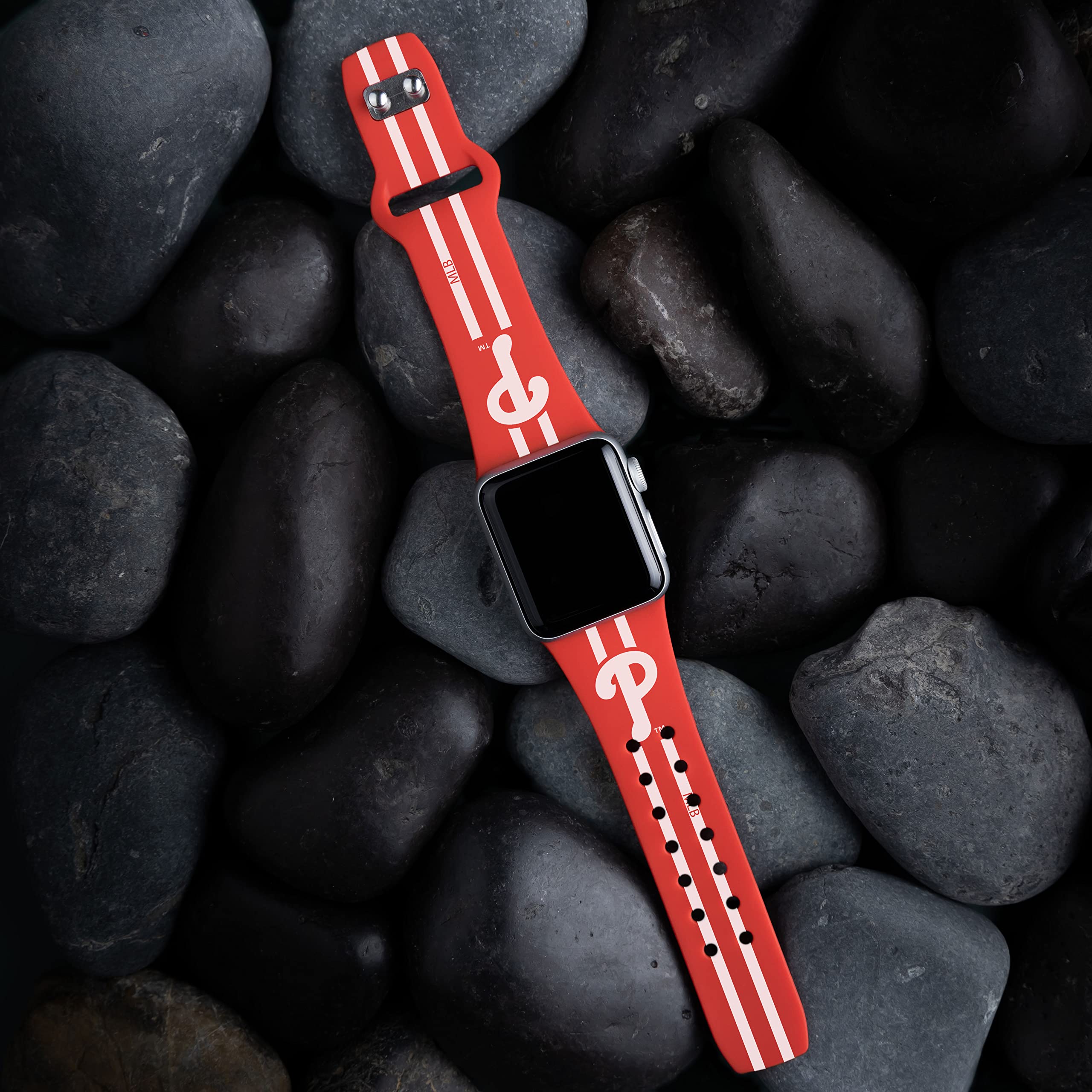Philadelphia Phillies HD Game Time Watch Band - Compatible with Apple Watch Series 9/8/7/SE - Perfect for Baseball Fans, Sports Enthusiasts & Game Day Outfits
